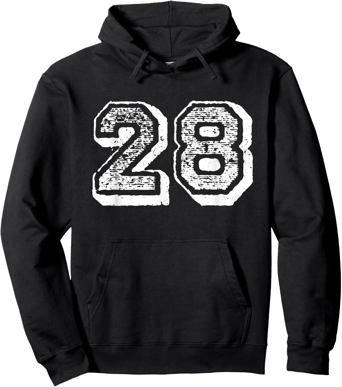 Number 28 Sports Jersey Player #28 Fan FRONT Print Vintage Hoodie - Hoodie | Black