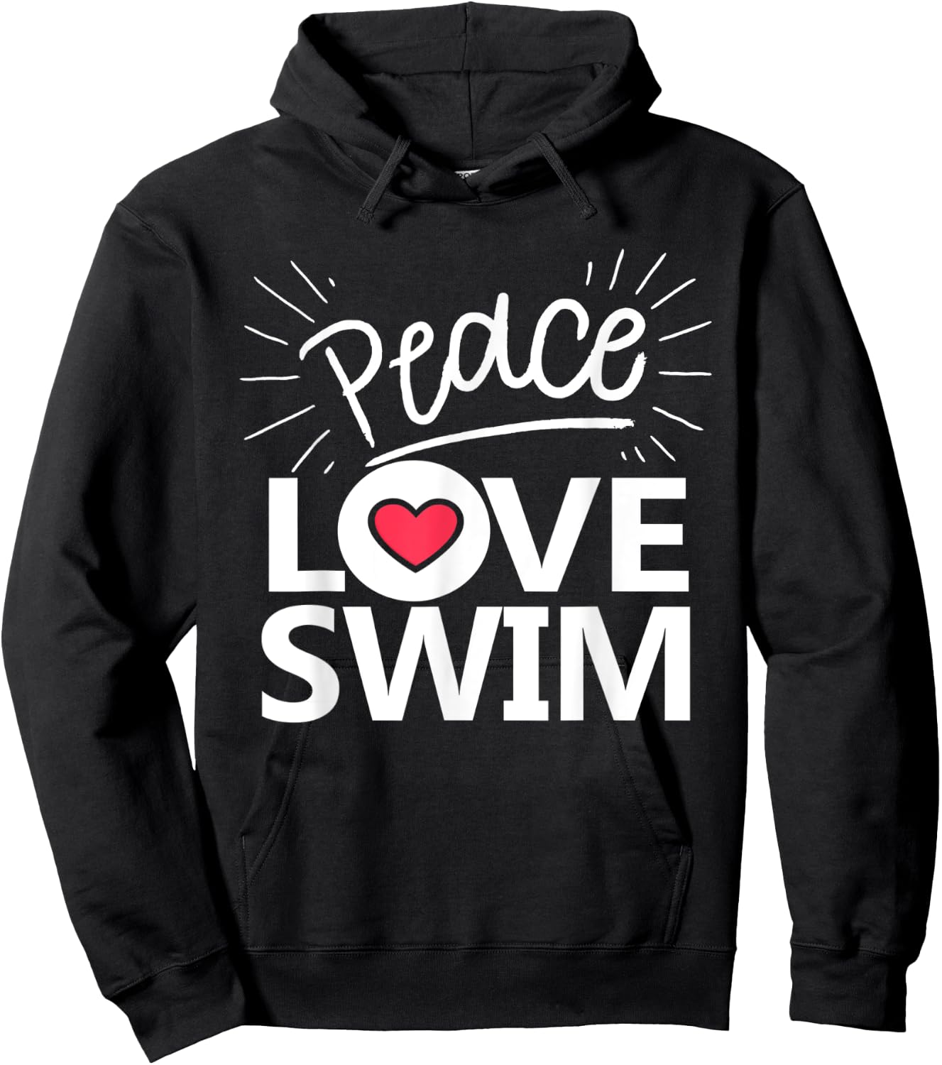 Peace Love Swim Swimmer Gift Love To Swim Hoodie - Hoodie | Black