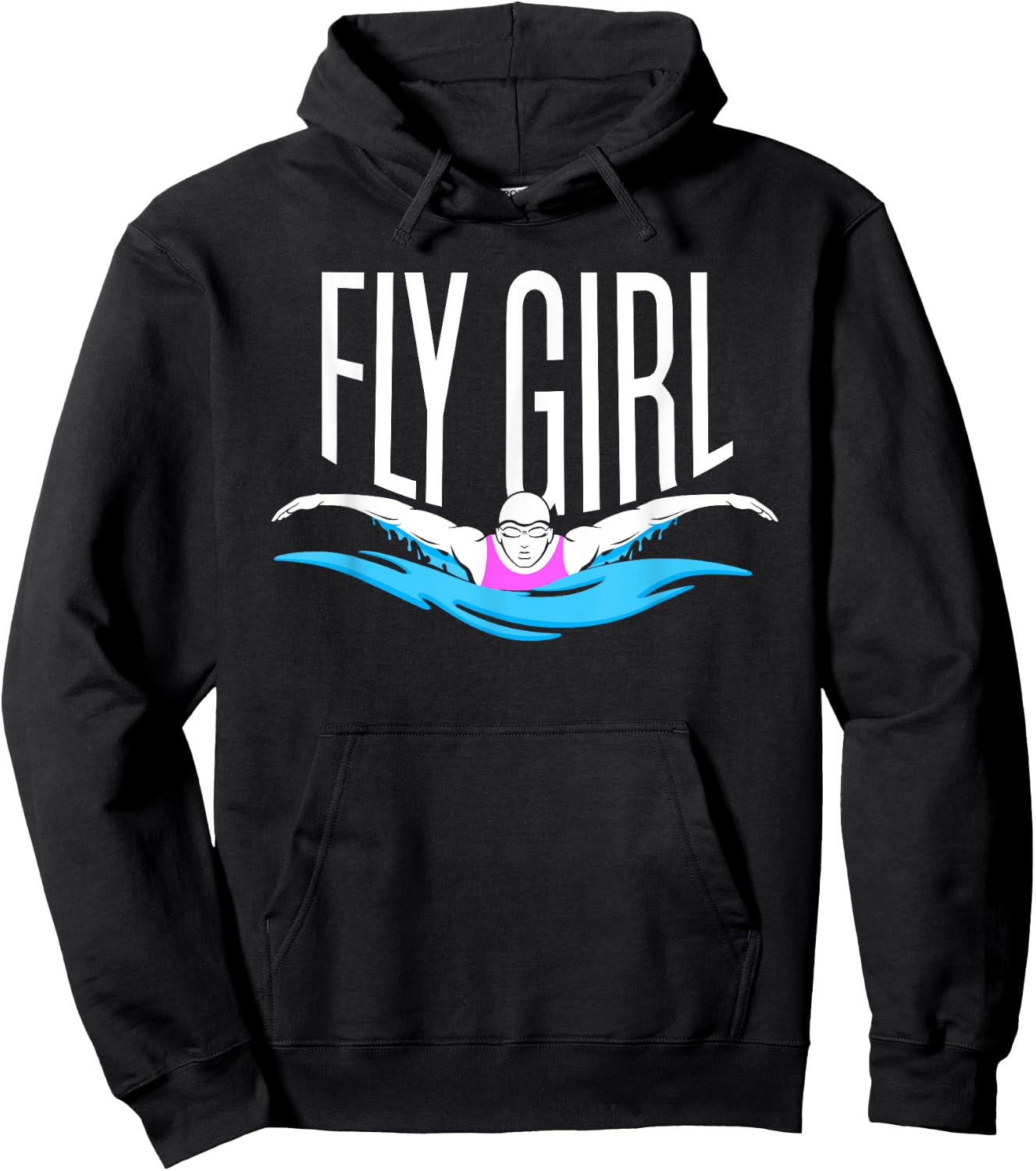 Swimming T Shirt - Butterfly Stroke Girl Swimmer Hoodie - Hoodie | Black
