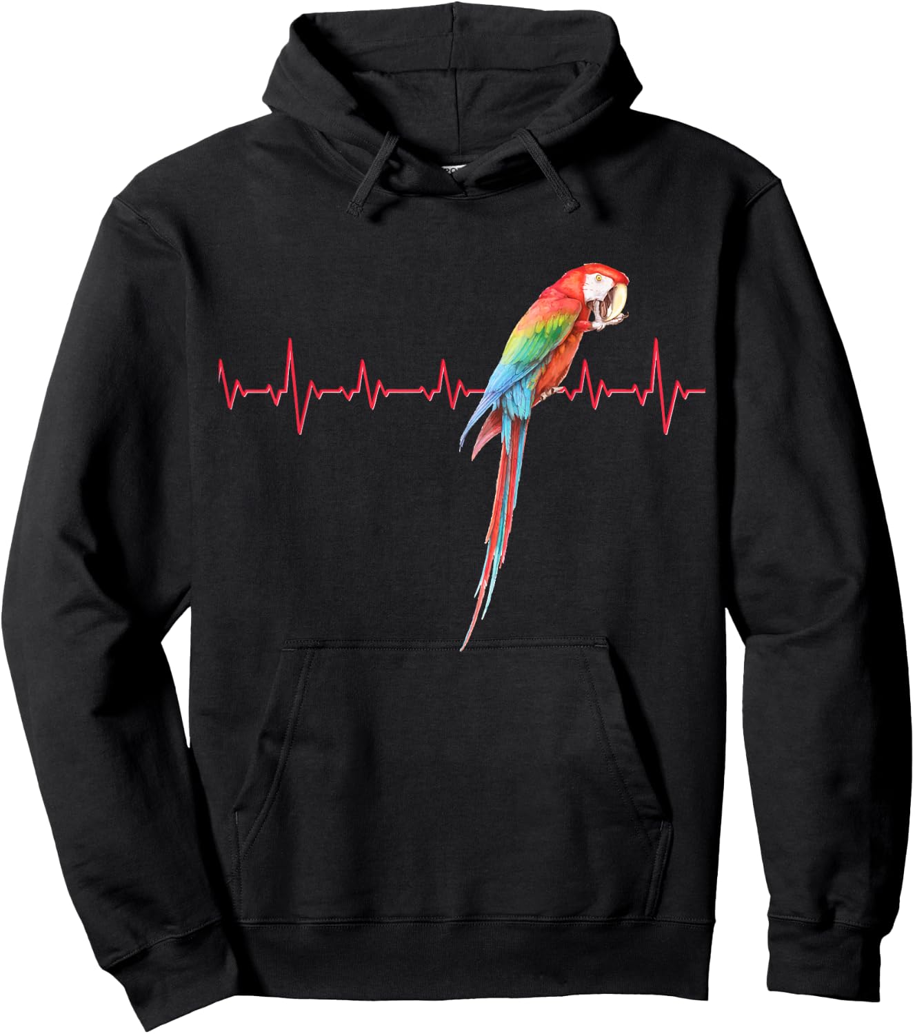 Macaw Heartbeat - Parrot and Macaws Gift Hoodie - Hoodie | Black