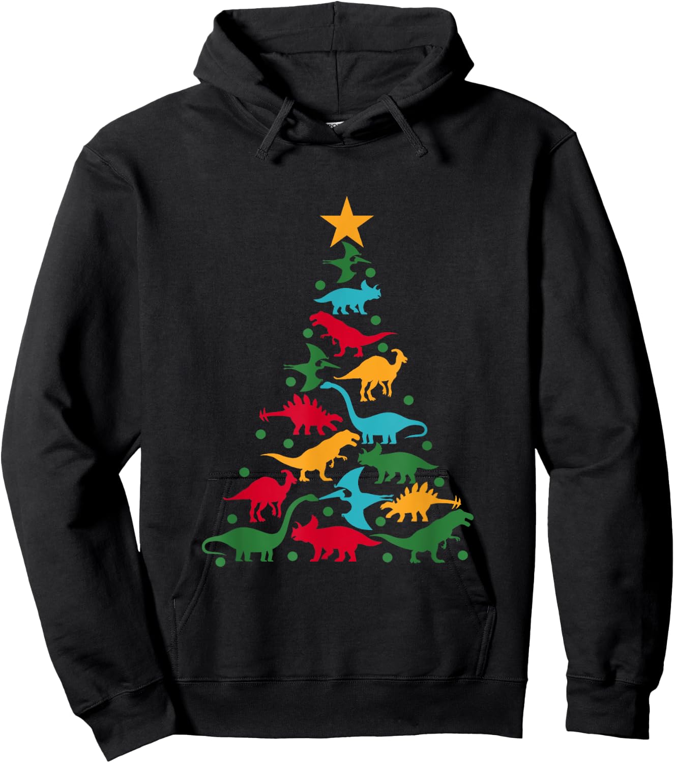 Dinosaur Christmas Tree Dino TRex Funny Dinosaur Xmas Hoodie - Hoodie | Black