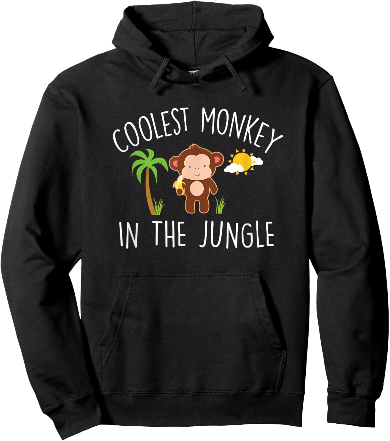Coolest Monkey in the Jungle Funny Quote Cute Monkey Graphic Hoodie - Hoodie | Black