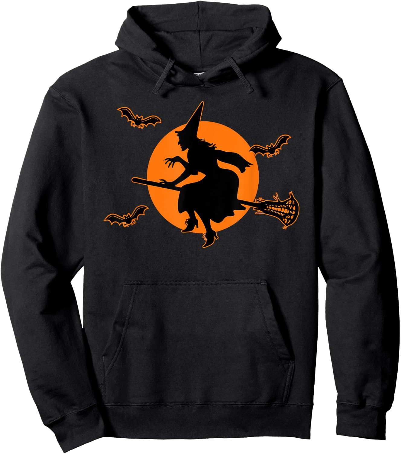 With with Lacrosse Stick Full Moon Witch Halloween Lax Hoodie - Hoodie | Black