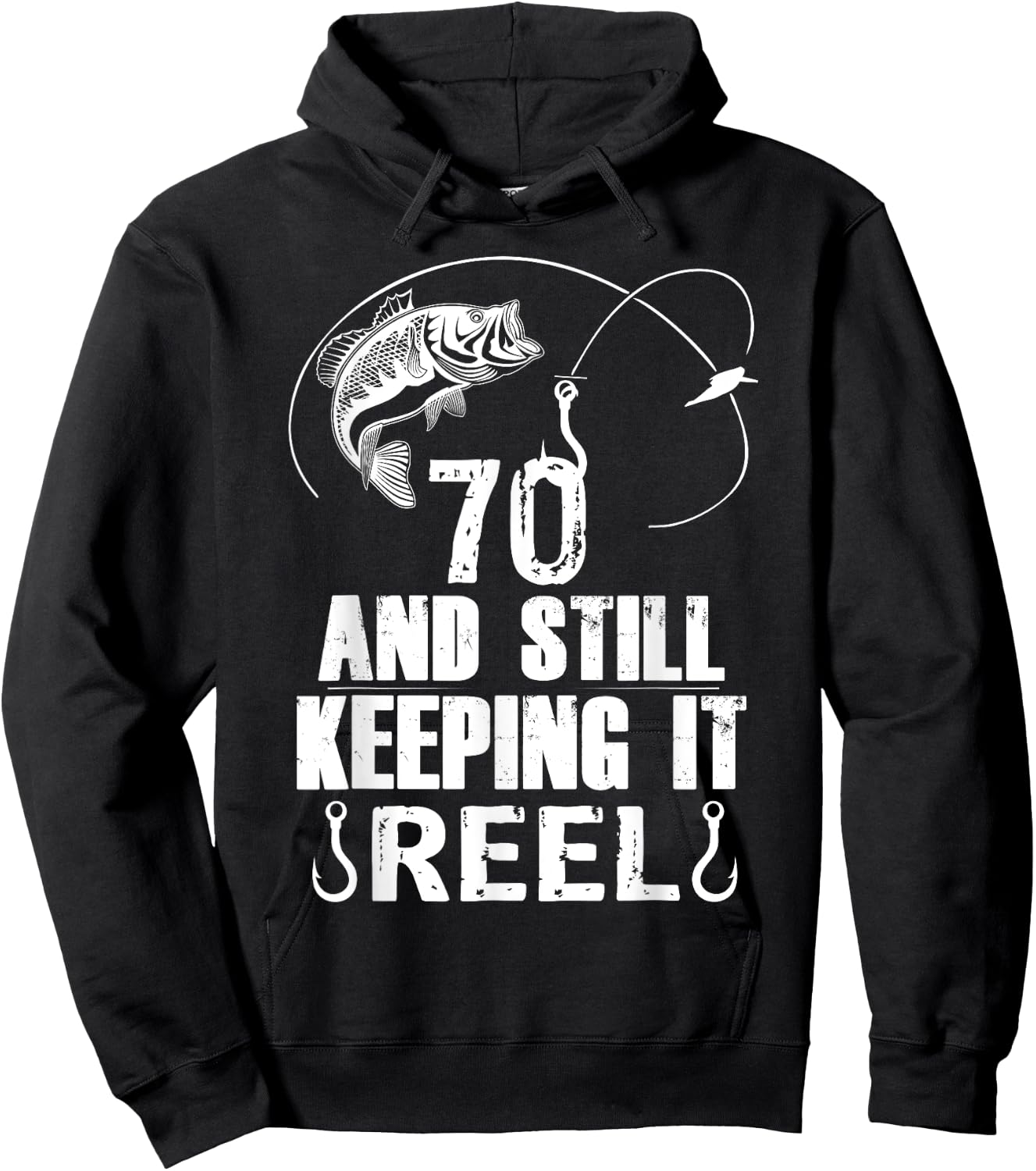 70th Birthday Fishing 70 Years Old Fisherman Gift Hoodie - Hoodie | Black