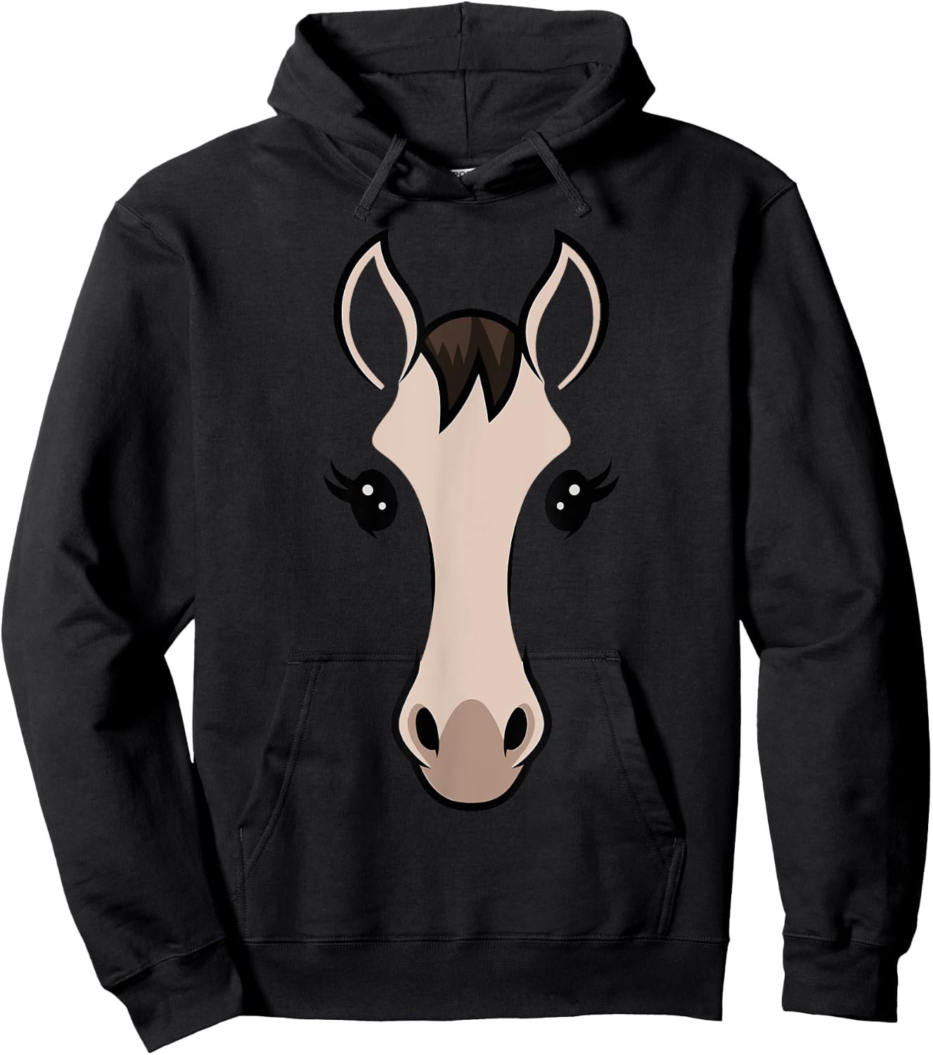 Horse Face Costume Kids Women Cute Halloween Themed Hoodie - Hoodie | Black