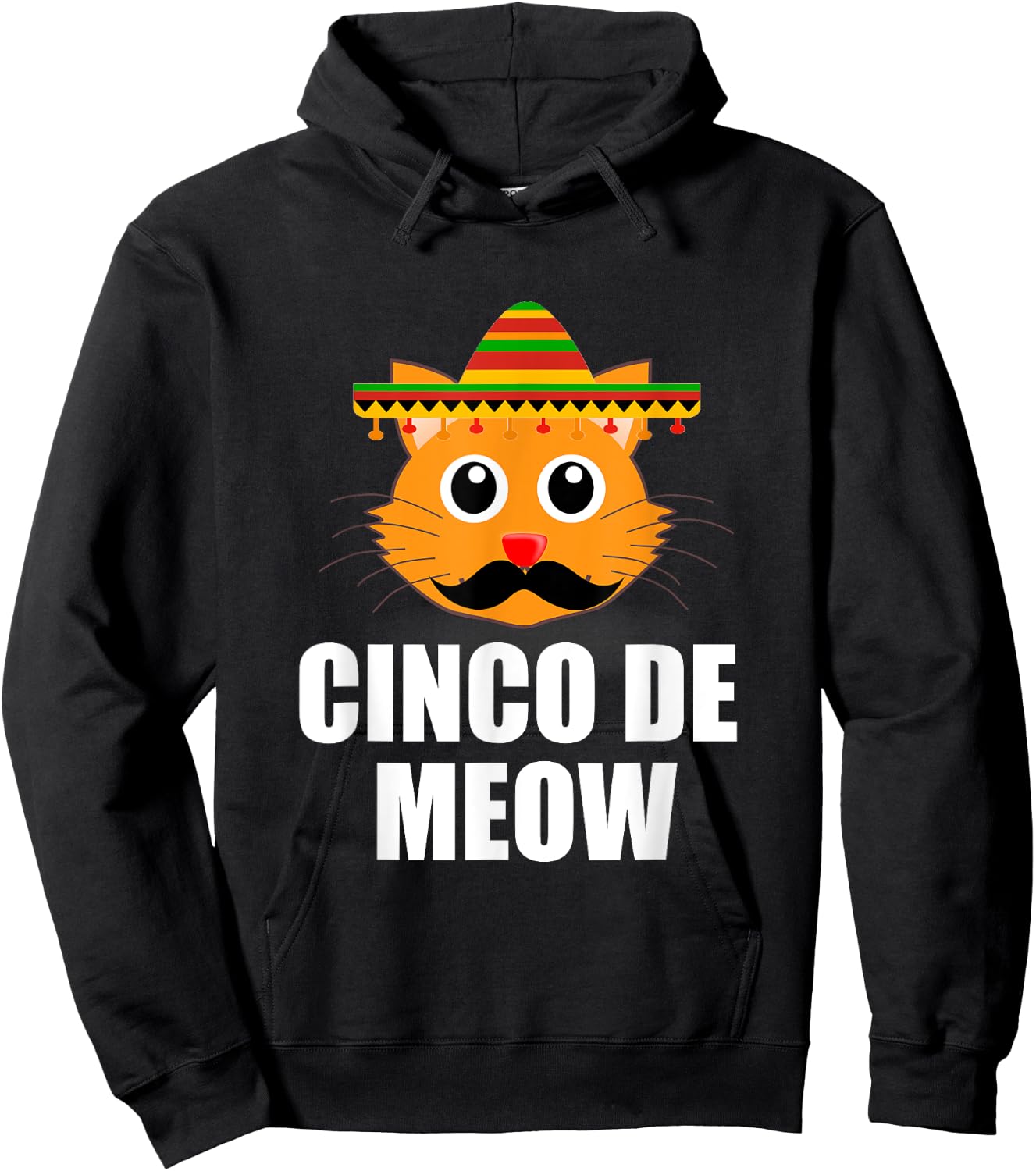 Vintage Cinco De Mayo Cat Lover Meow Pun Hoodie - Hoodie | Black