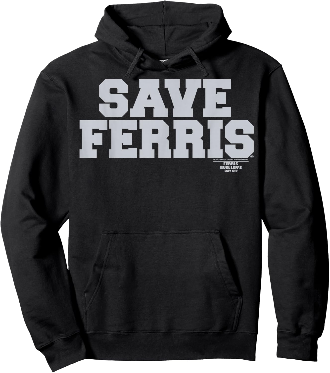 Ferris Bueller's Day Off Save Ferris Gray Typography Graphic Hoodie - Hoodie | Black