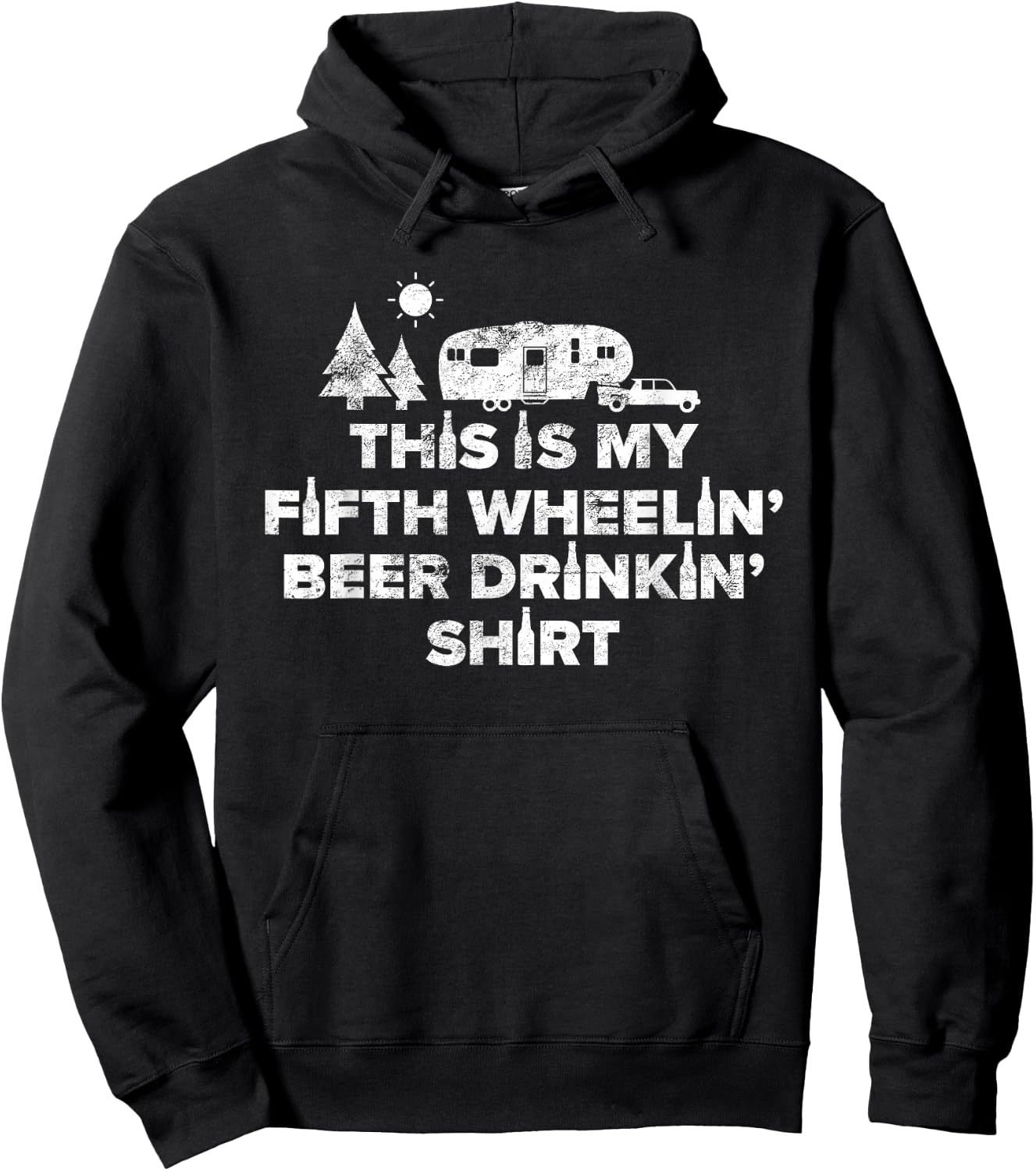 Beer Drinking 5th Wheel Camper Shirt RV Camping Gift Hoodie - Hoodie | Black