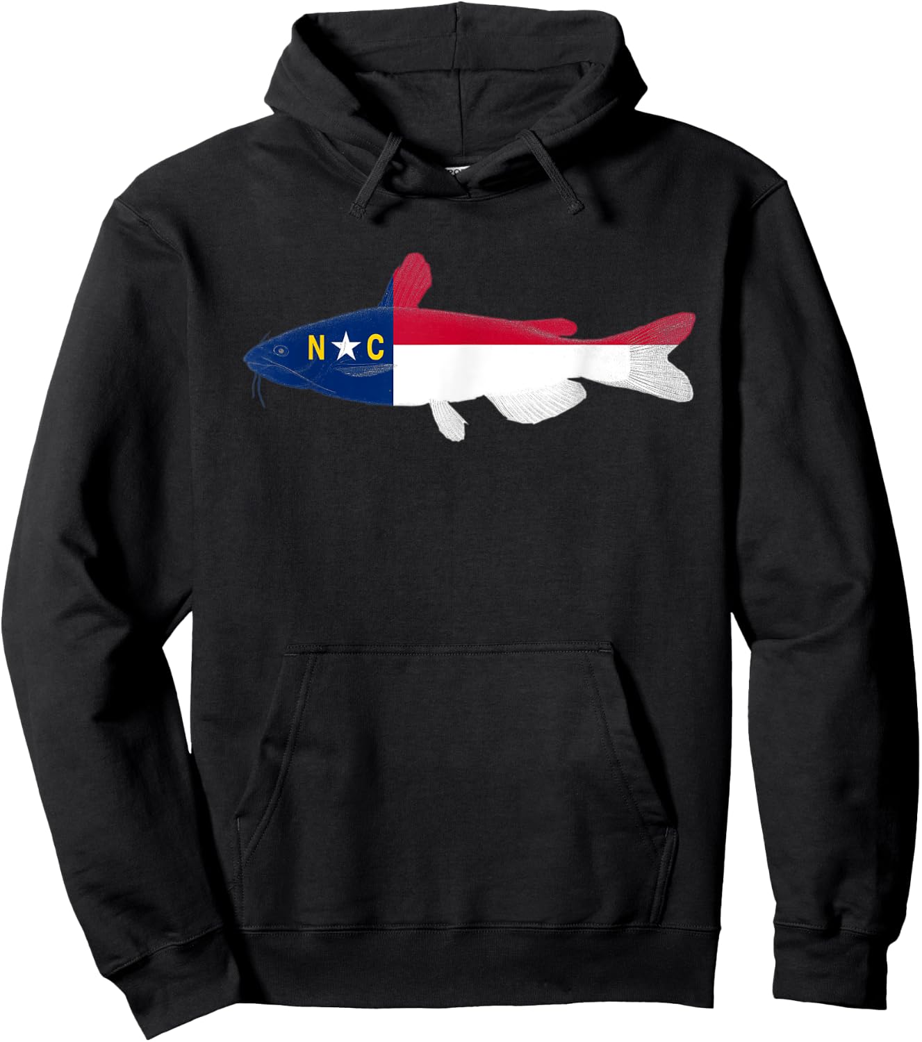 North Carolina State Flag Catfish Fishing Shirt Hoodie - Hoodie | Black