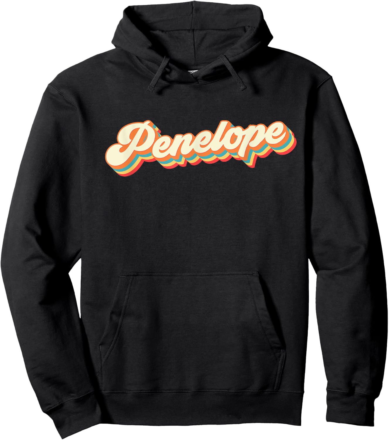 Personalized Penelope Retro Design Vintage 1970s Rainbow Hoodie - Hoodie | Black