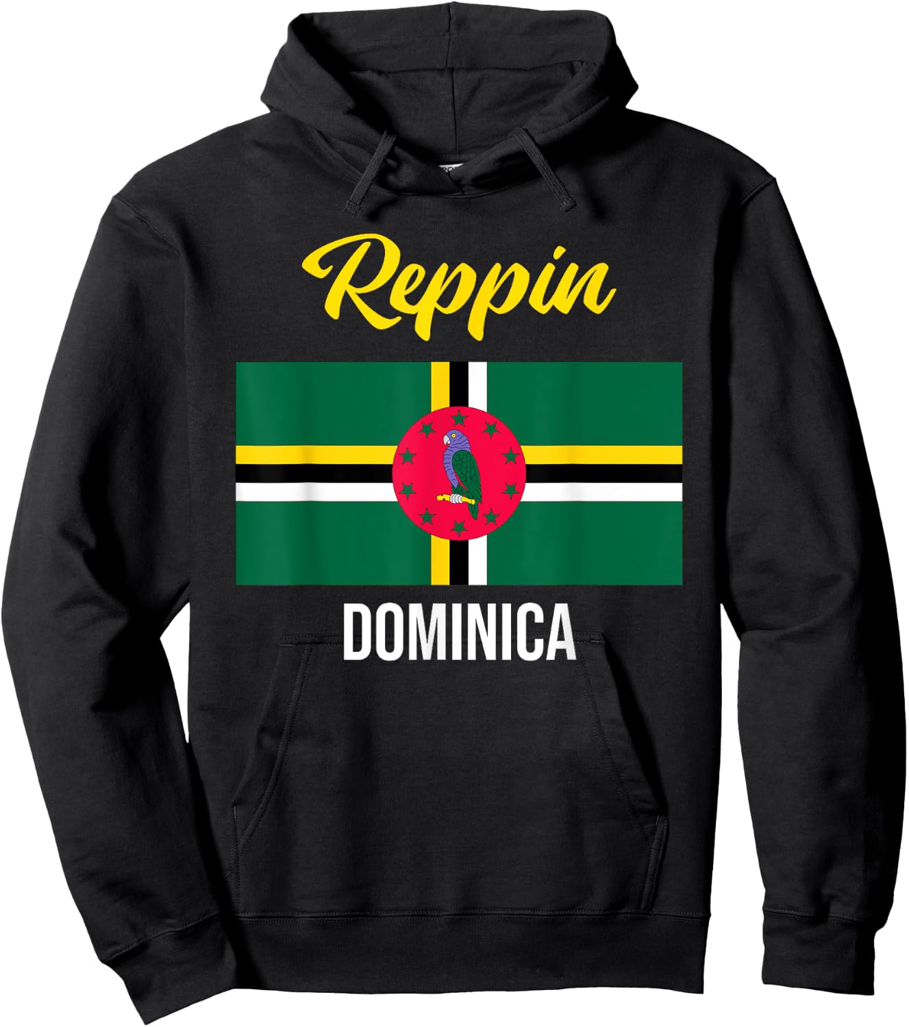 Dominica Flag Reppin West Indies Vacation T Shirt Hoodie - Hoodie | Black