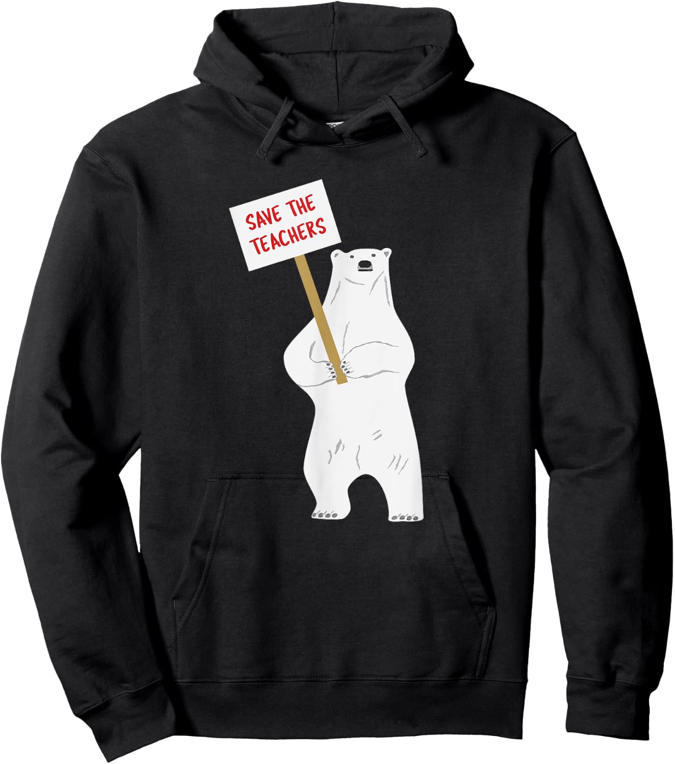 Save the Teachers Cute Polar Bear Women Girls Kids Hoodie - Hoodie | Black