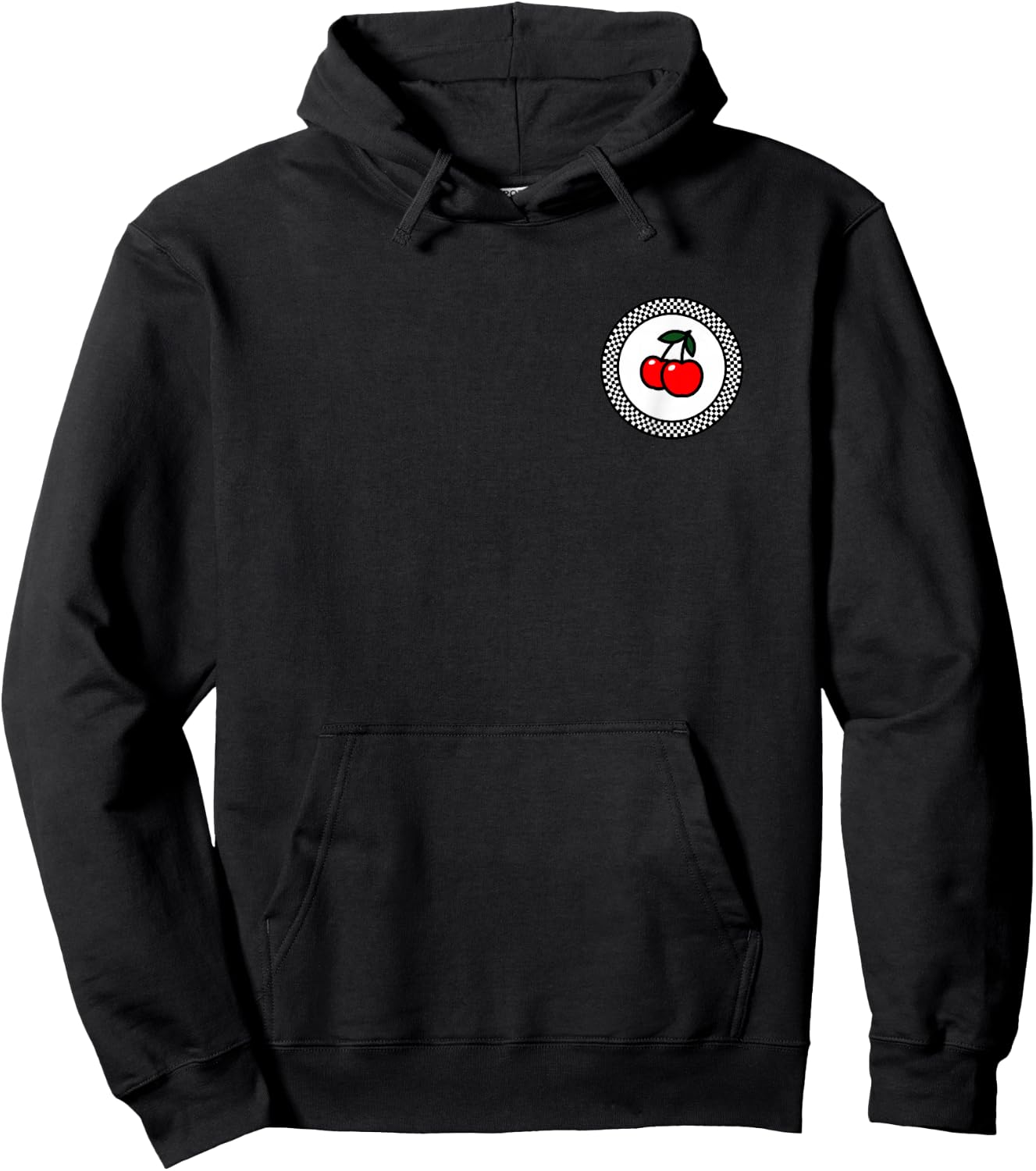 Rockabilly Retro Vintage Checkerboard Pattern Cherry Gift Hoodie - Hoodie | Black