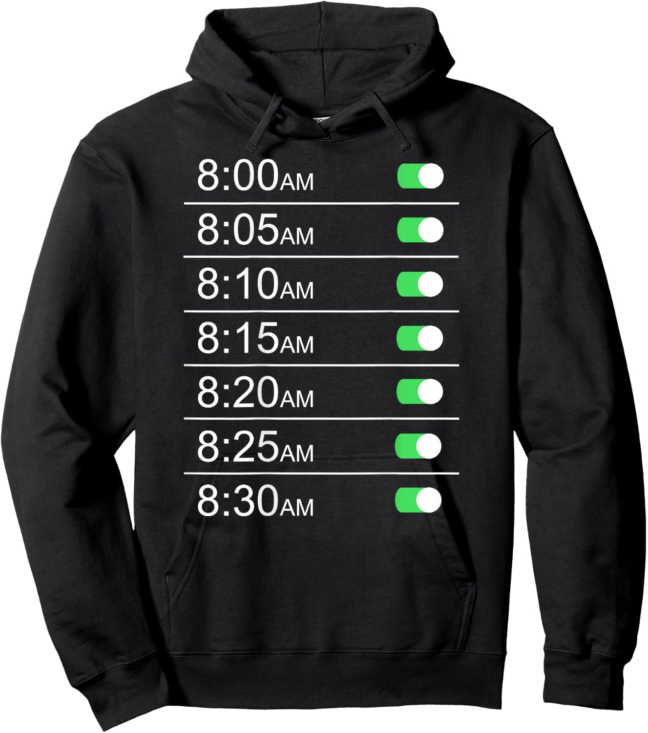 Alarm Clock Timings (Back) Funny Snooze Humor Hoodie - Hoodie | Black