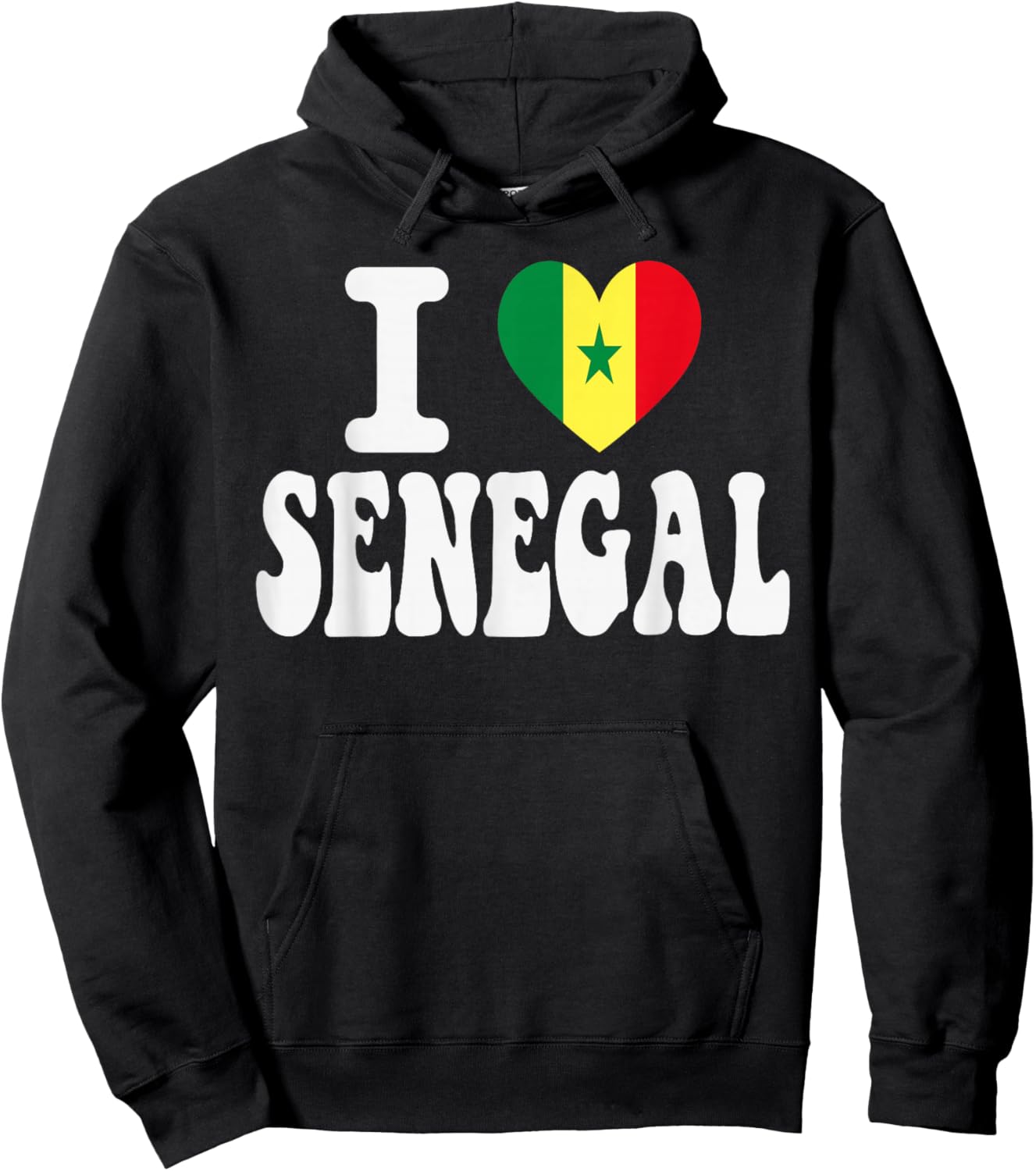 I Love Senegal Heart Flag Retro Travel Souvenir Hoodie - Hoodie | Black