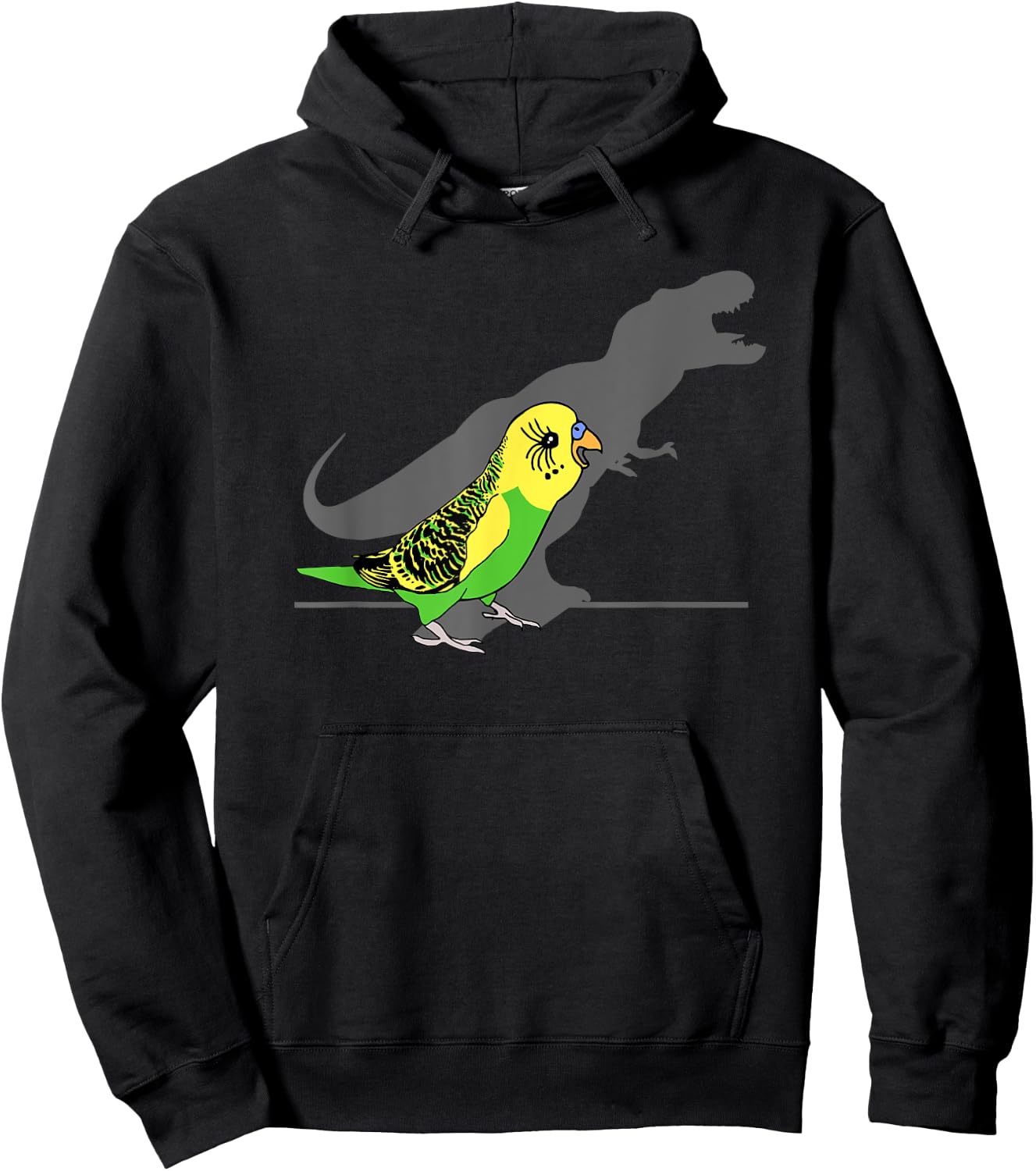T-rex Green Budgie Parakeet Budgerigar Dinosaur shadow Bird Hoodie - Hoodie | Black