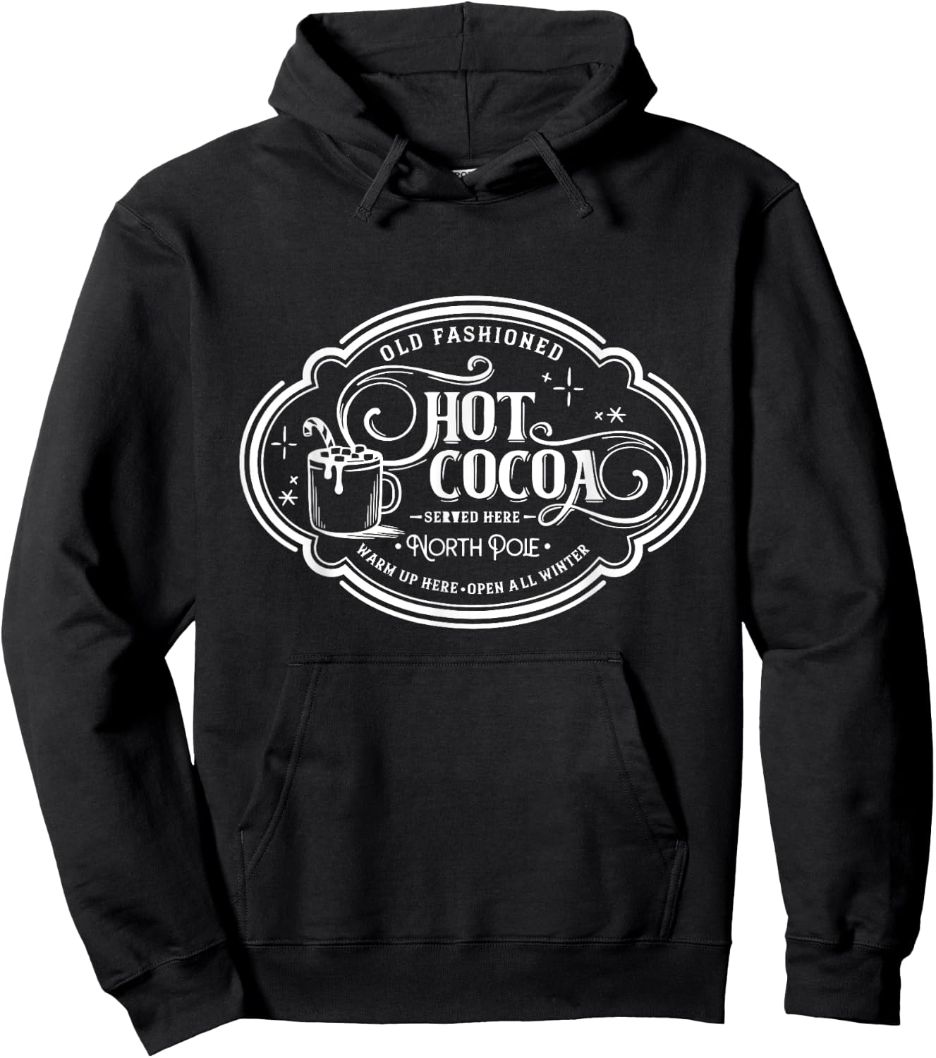 Retro North Pole Old Fashioned Hot Cocoa Coffee Lovers Xmas Hoodie - Hoodie | Black