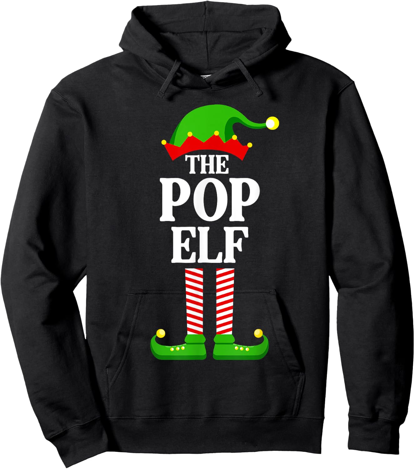 Pop Elf Family Matching Group Funny Christmas Hoodie - Hoodie | Black