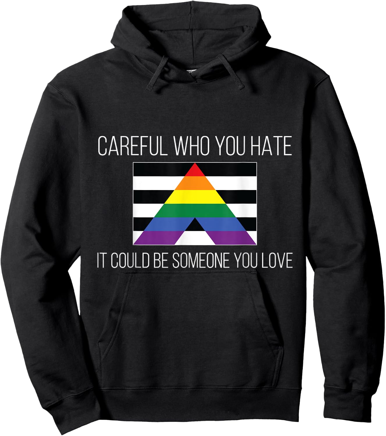Careful Who You Hate Straight Ally Flag Hoodie - Hoodie | Black