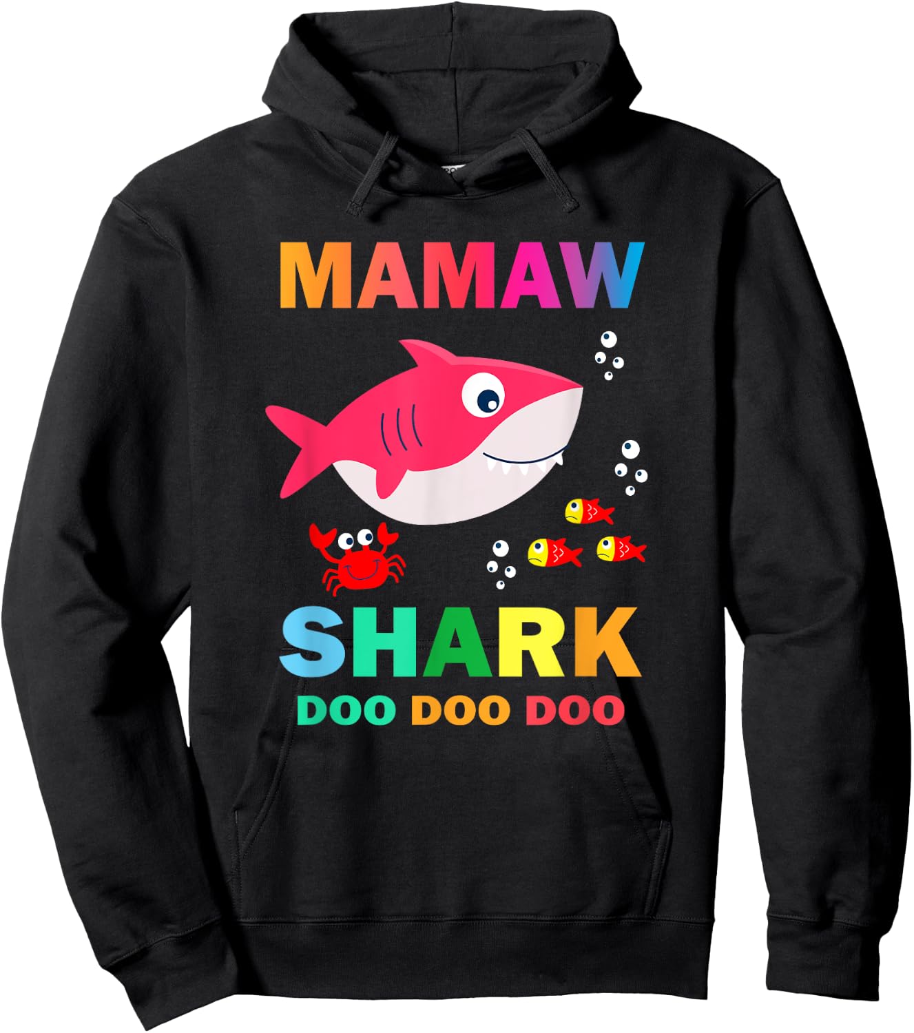 Mamaw Shark Shirt, Fathers Day Gift From Wife Son Daughter Hoodie - Hoodie | Black