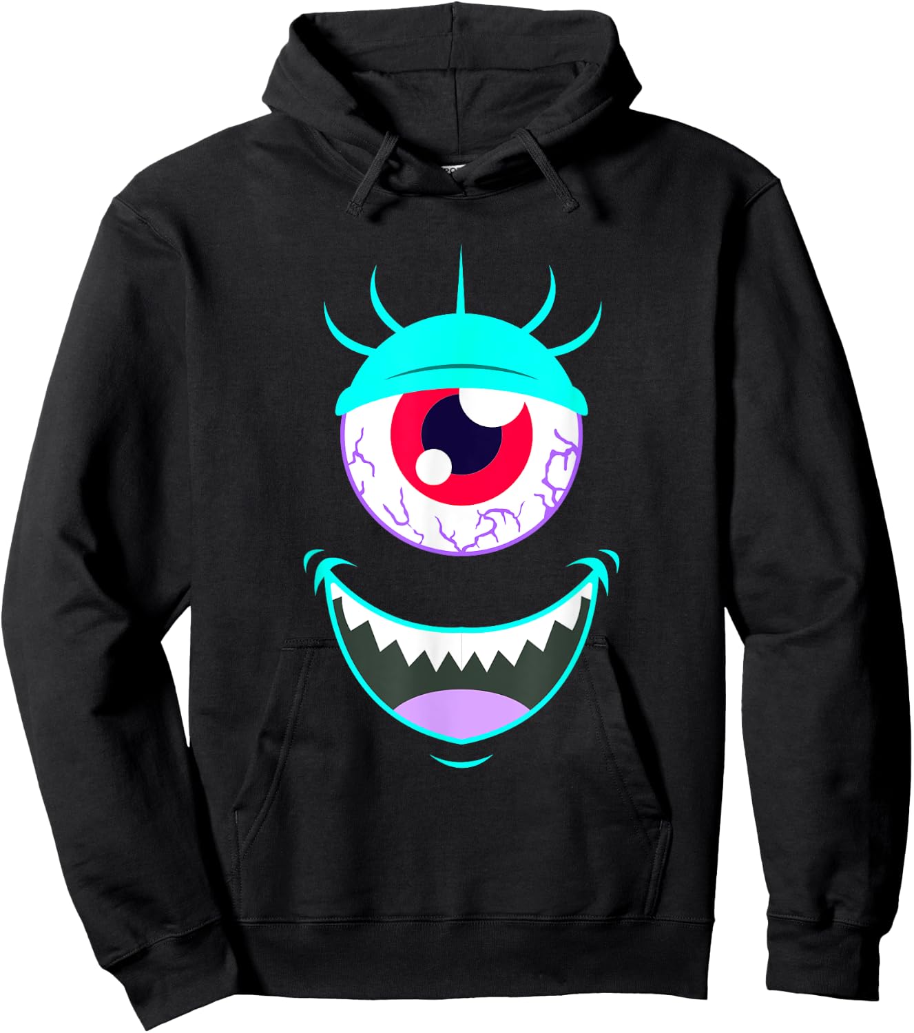 Funny Scary Monster Eyeball Face Halloween Hoodie - Hoodie | Black