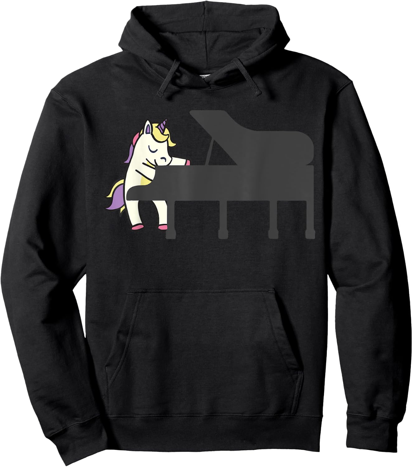 Unicorn Playing Piano Funny Magical Pianist Music Musician Hoodie - Hoodie | Black