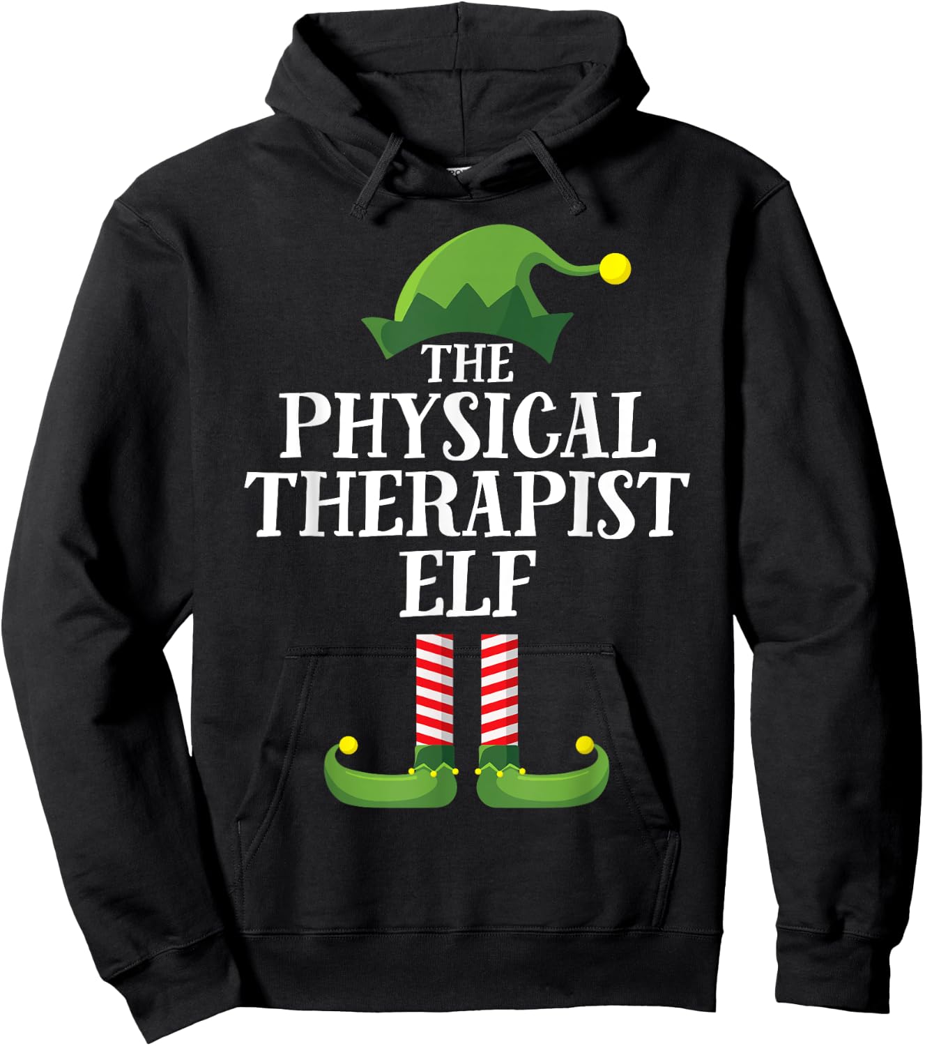 Physical Therapist Elf Matching Family Group Christmas Party Hoodie - Hoodie | Black