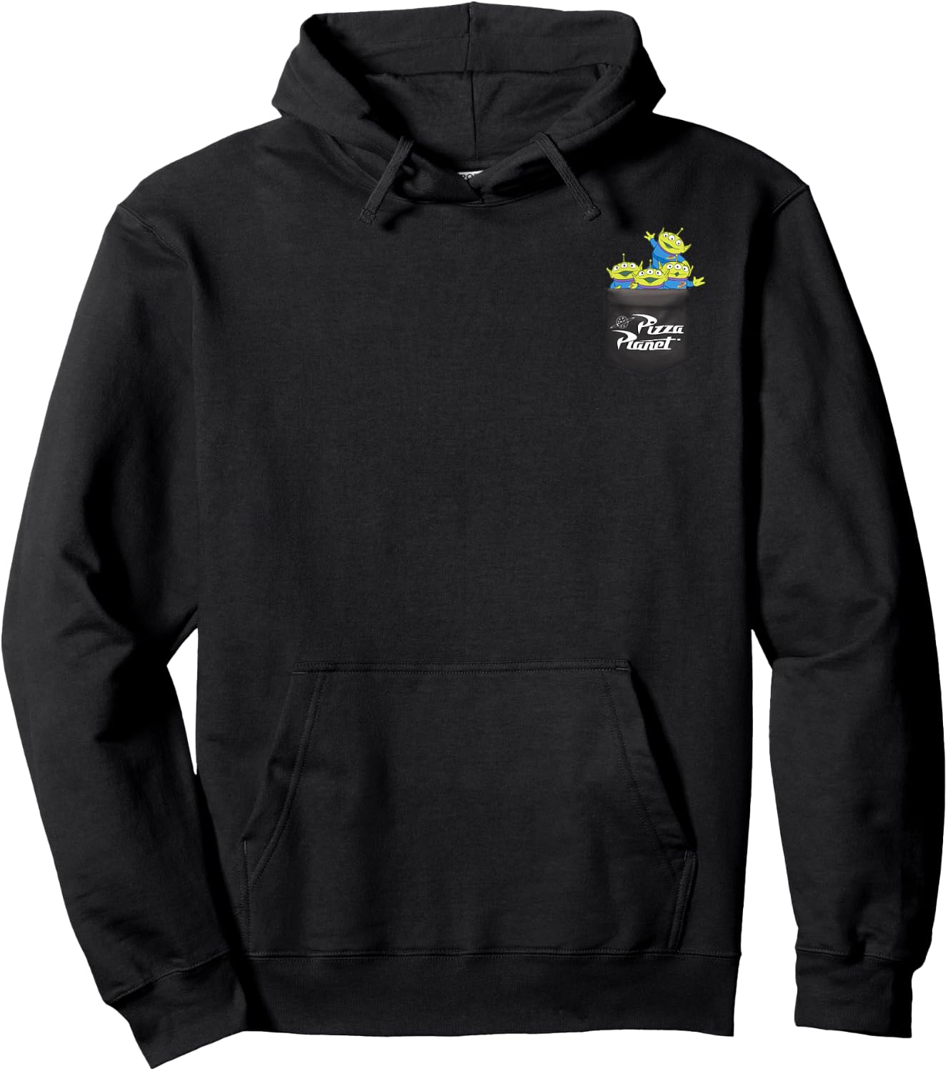 Disney Pixar Toy Story Pizza Planet Alien Left Chest Hoodie - Hoodie | Black