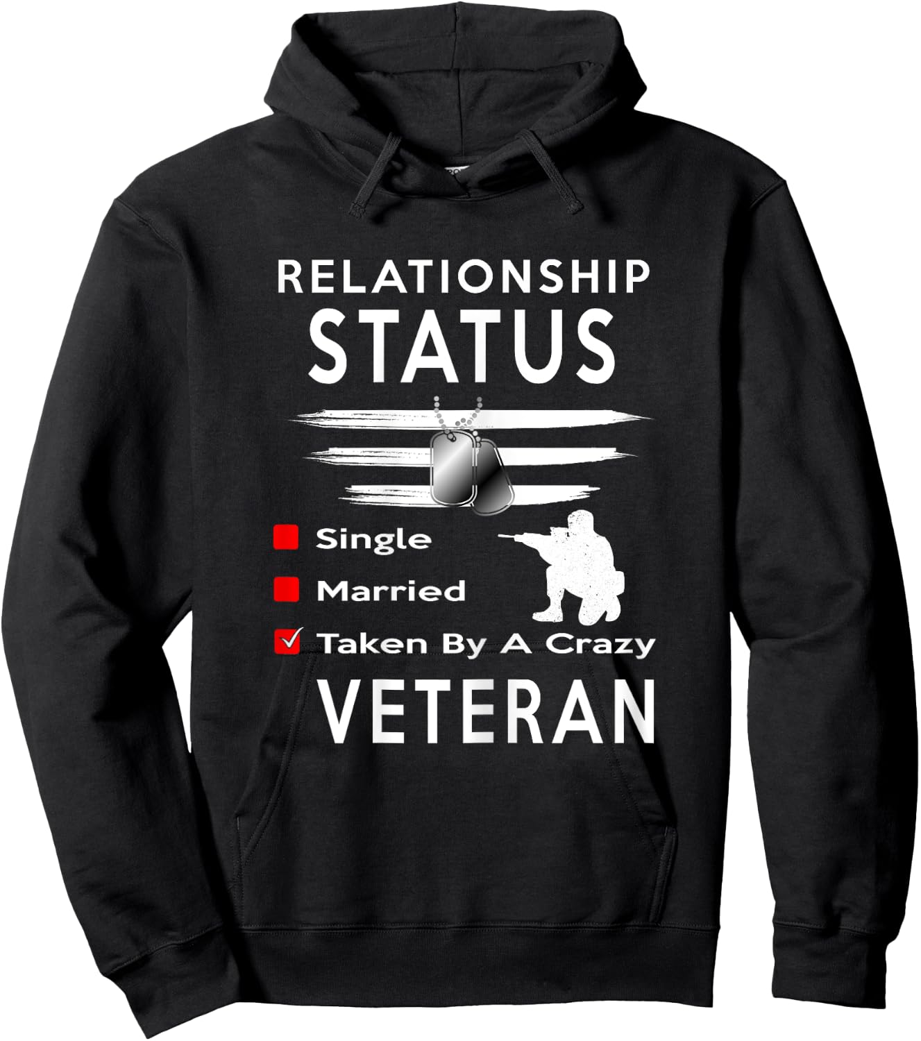 Relationship Status Taken by a Crazy VETERAN Hoodie - Hoodie | Black