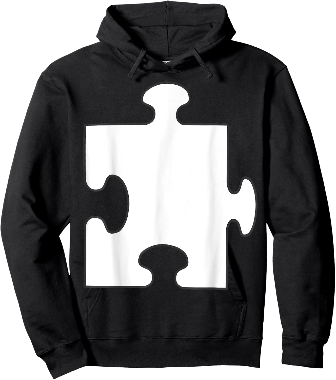 Halloween Couple Group Costumes - White Puzzle Piece Costume Hoodie - Hoodie | Black