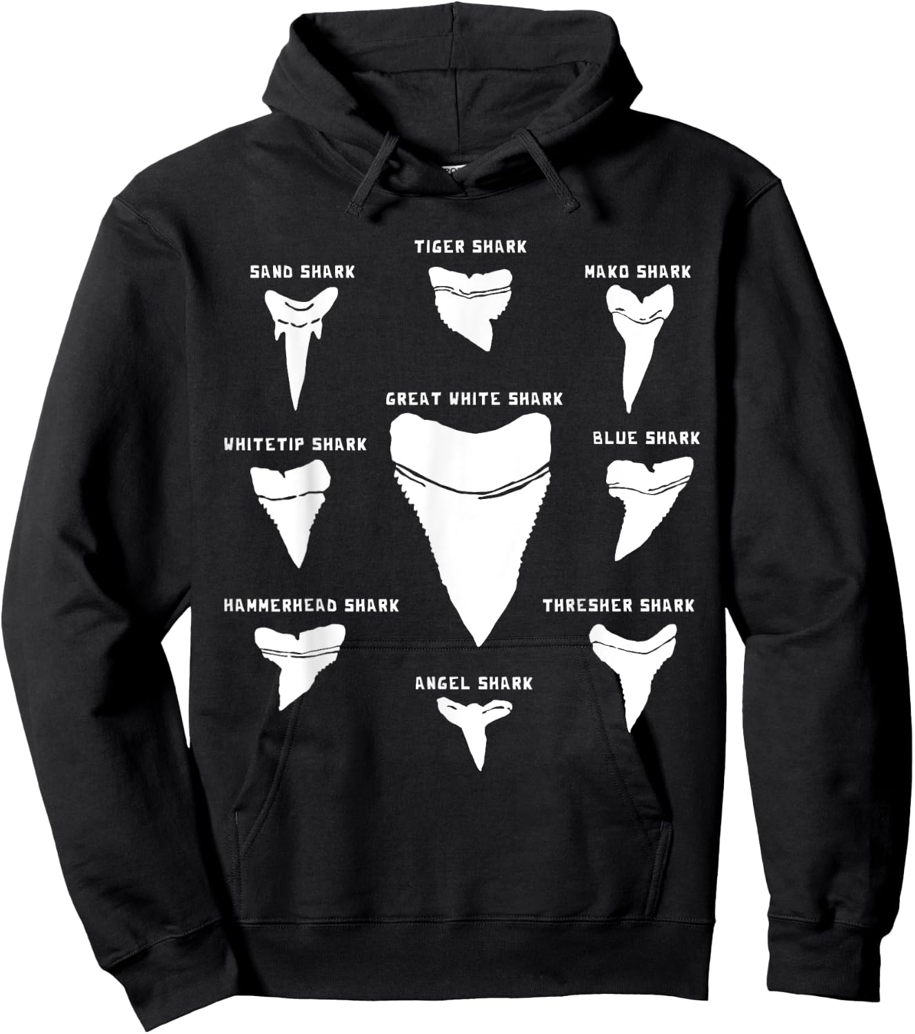 9 Types of Shark Teeth I Species Of Sharks Gift Hoodie - Hoodie | Black