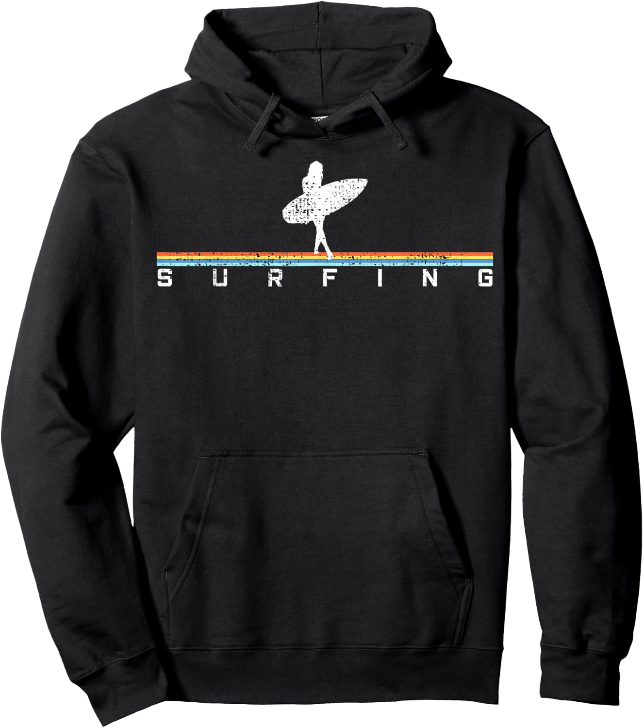 Surfer Surf Surfboard Vintage Retro Style Hoodie - Hoodie | Black