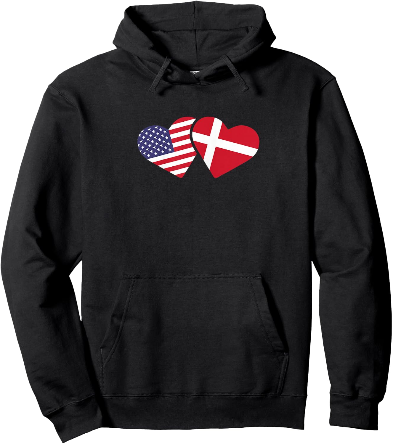 Denmark USA Flag T Shirt Heart Danish American Love Hoodie - Hoodie | Black