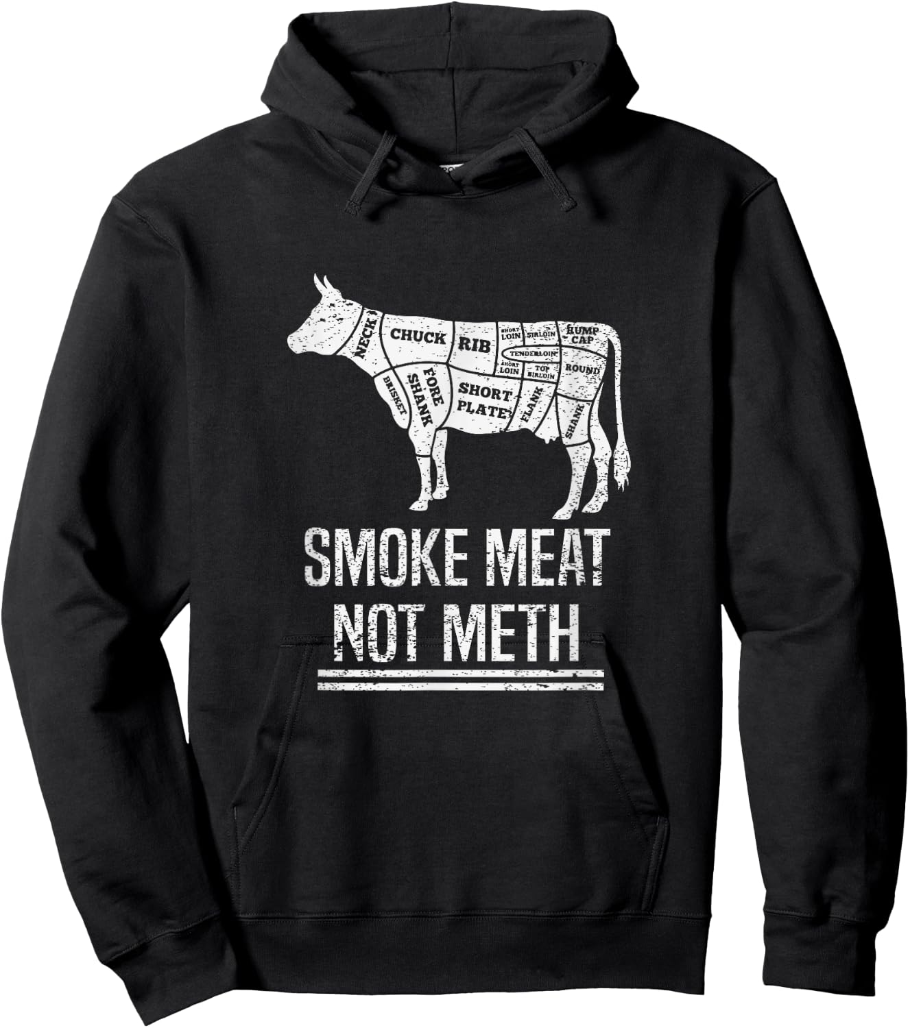 Funny BBQ Smoke Meat Not Meth Anti Drug Barbecue Grilling Hoodie - Hoodie | Black