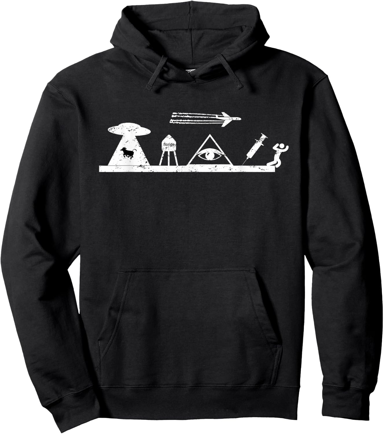 Conspiracy Theory Chem trails, Illuminati, Flat Earth, UFO Hoodie - Hoodie | Black