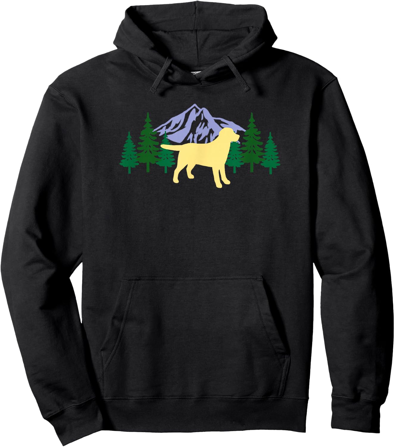 Yellow Labrador Outline Silhouette Evergreen Hoodie - Hoodie | Black