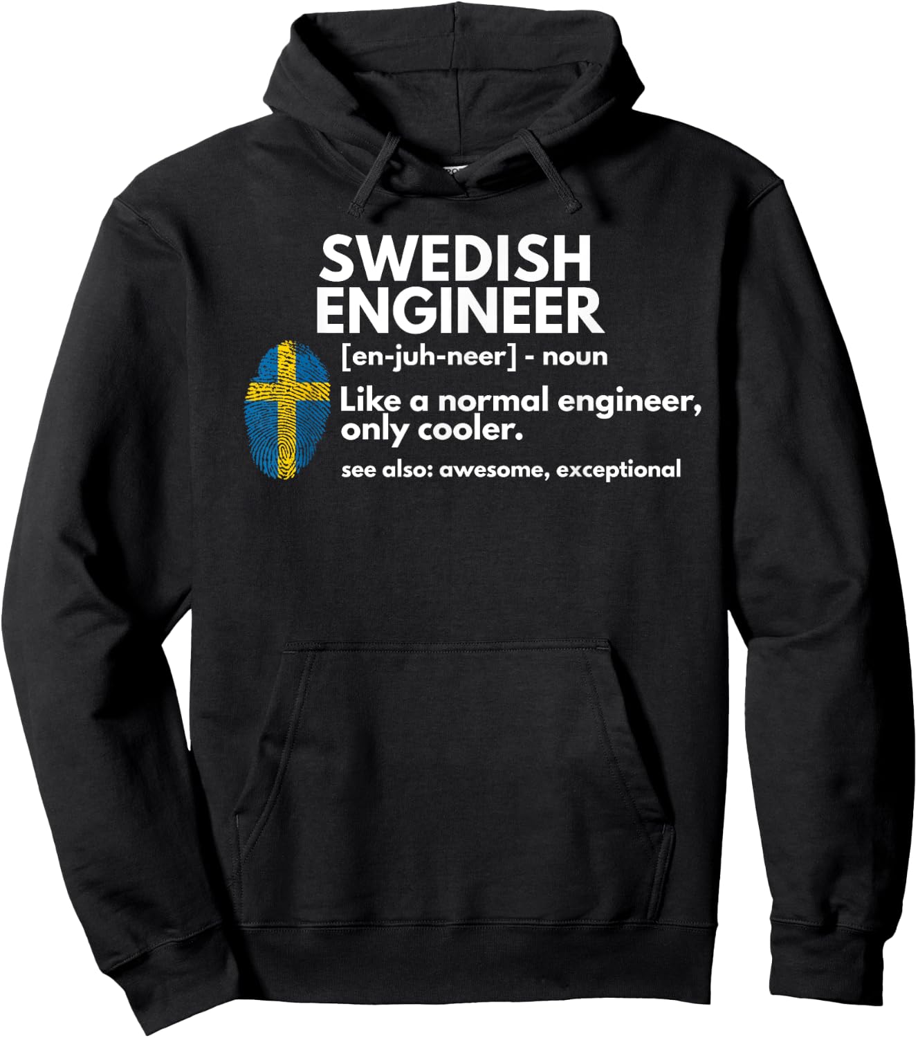 Swedish Engineer Definition Funny Sweden Engineering Gift Hoodie - Hoodie | Black