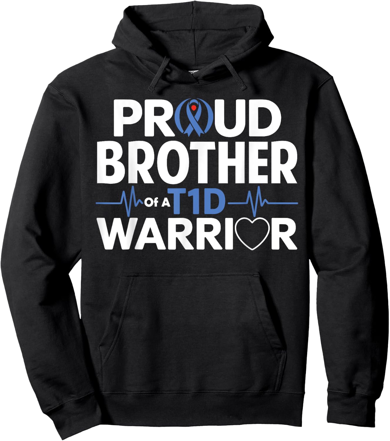 T1D Brother Funny Diabetes Awareness Month Hoodie - Hoodie | Black