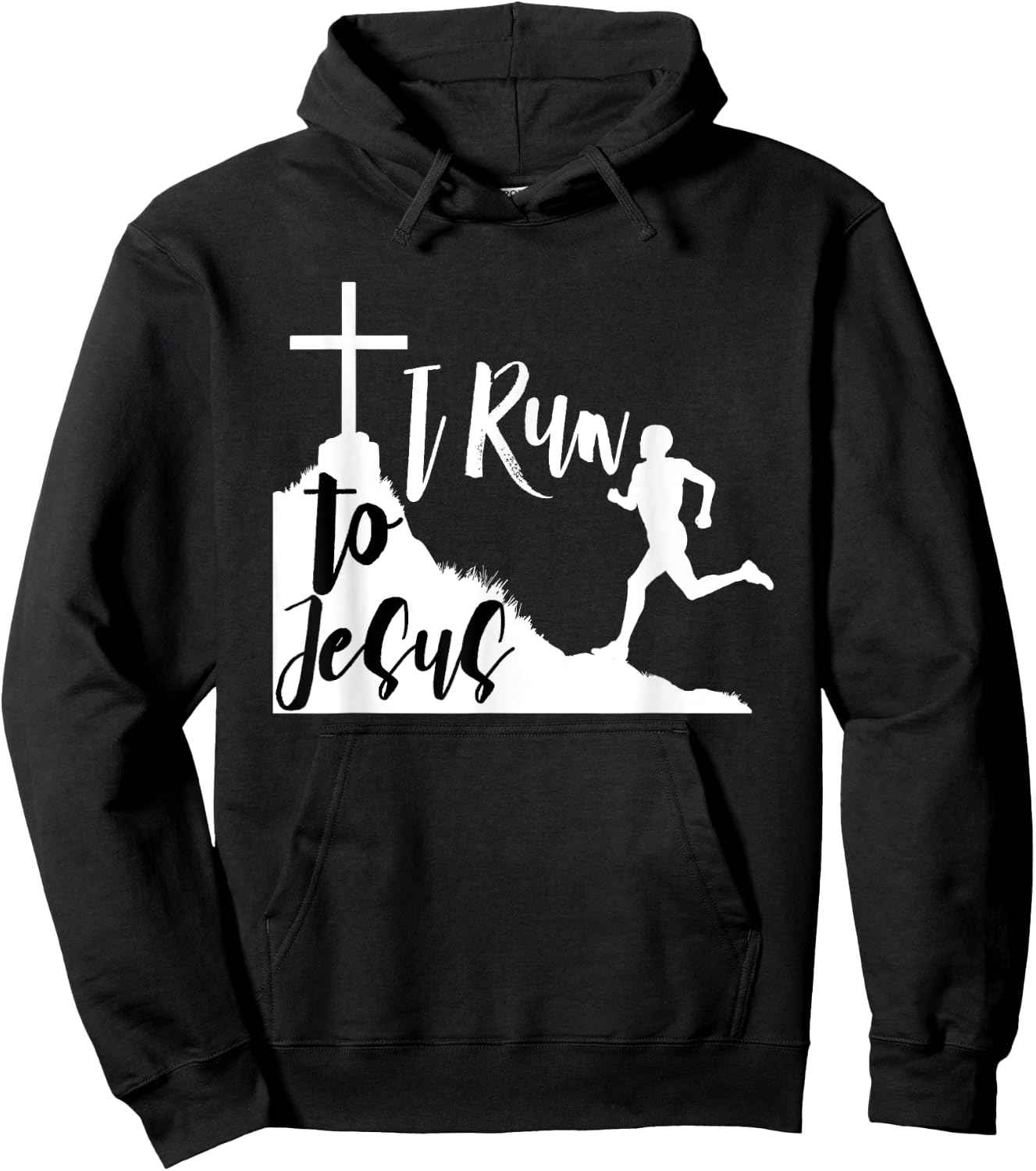 I run to Jesus Shirt Running Jogging Religious Christian BW1 Hoodie - Hoodie | Black