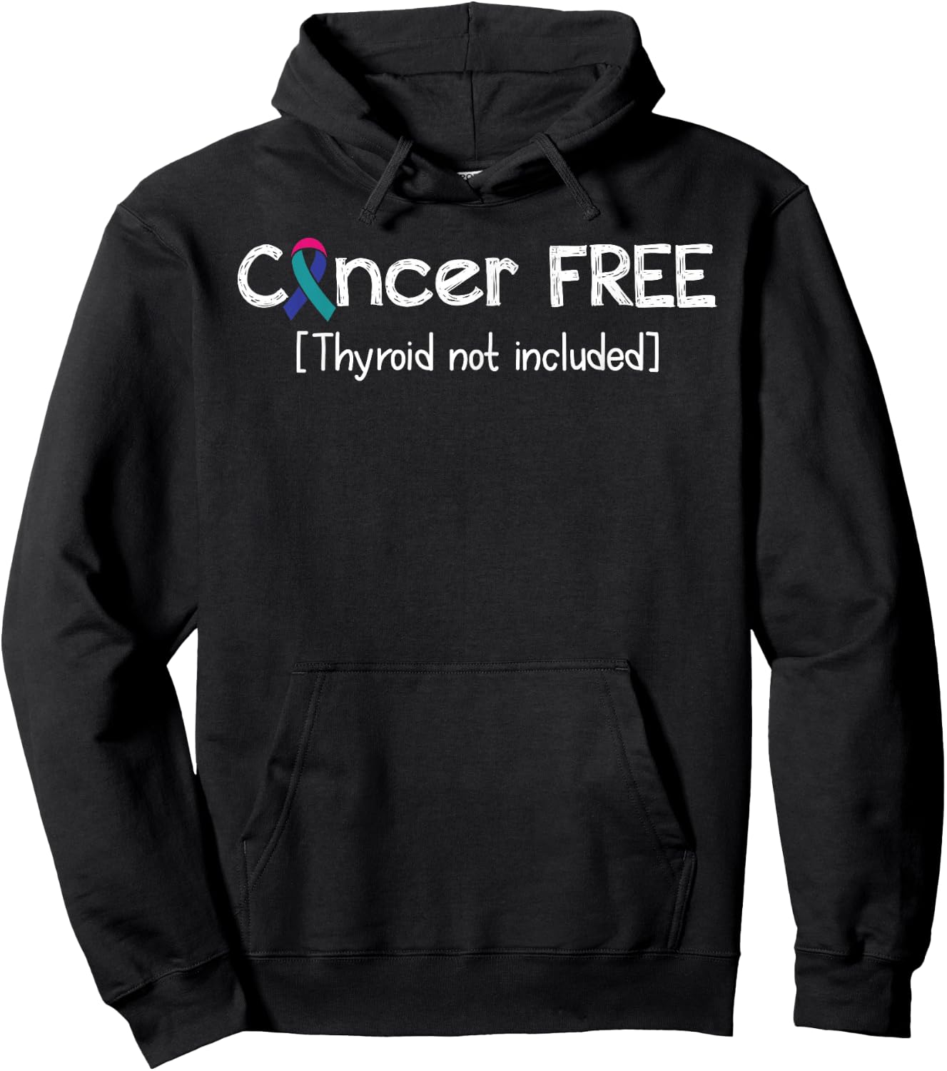 Thyroid Cancer Free- Thyroid Cancer Support Ribbon Hoodie - Hoodie | Black