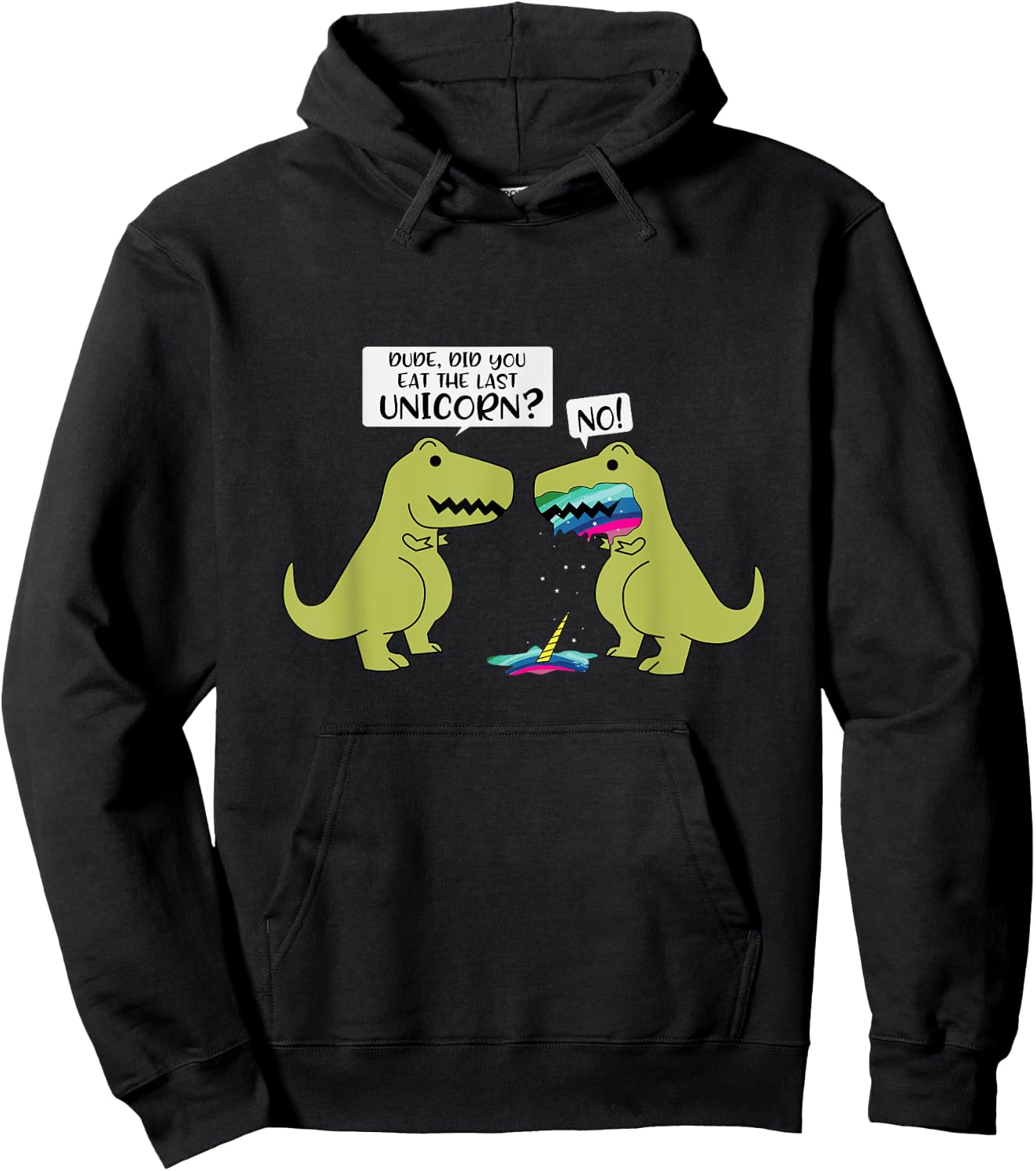 Funny Did You Eat The Last Unicorn Dinosaur Short Sleeve Hoodie - Hoodie | Black