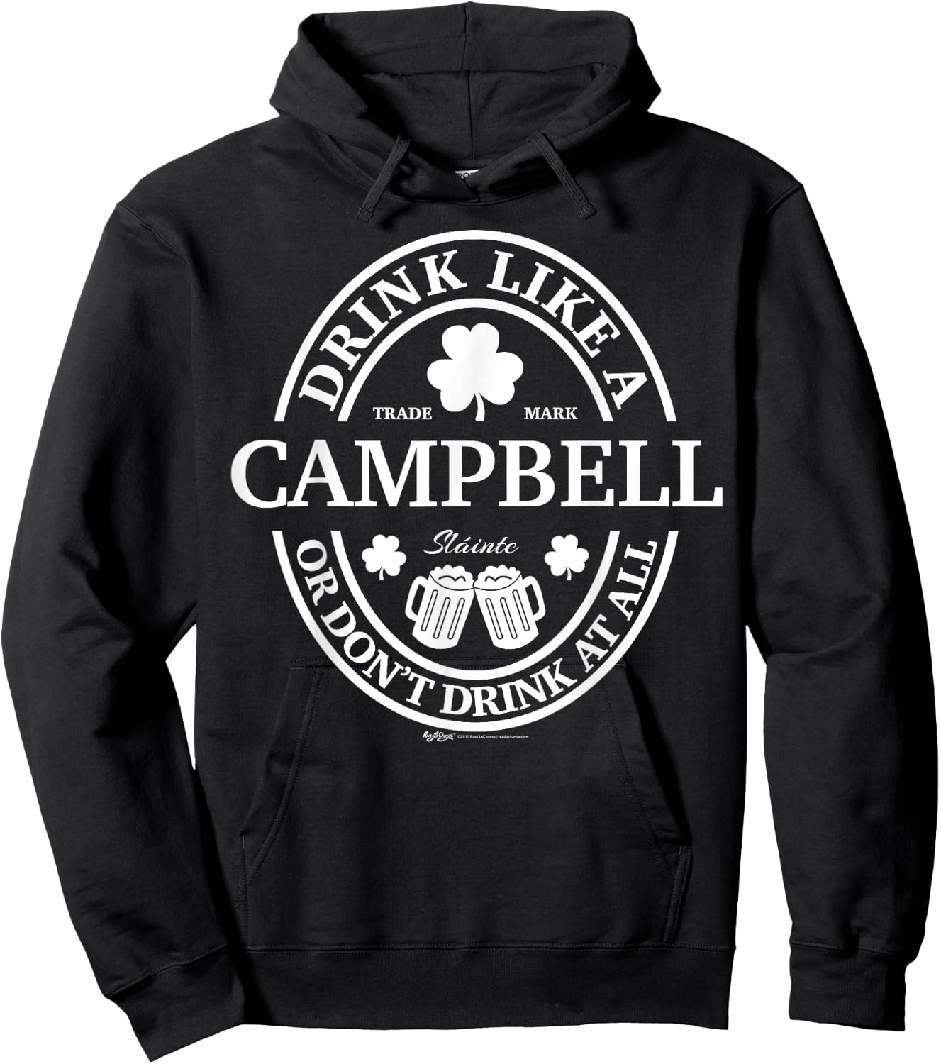 Drink Like A Campbell Shamrock St Patricks Day Hoodie - Hoodie | Black