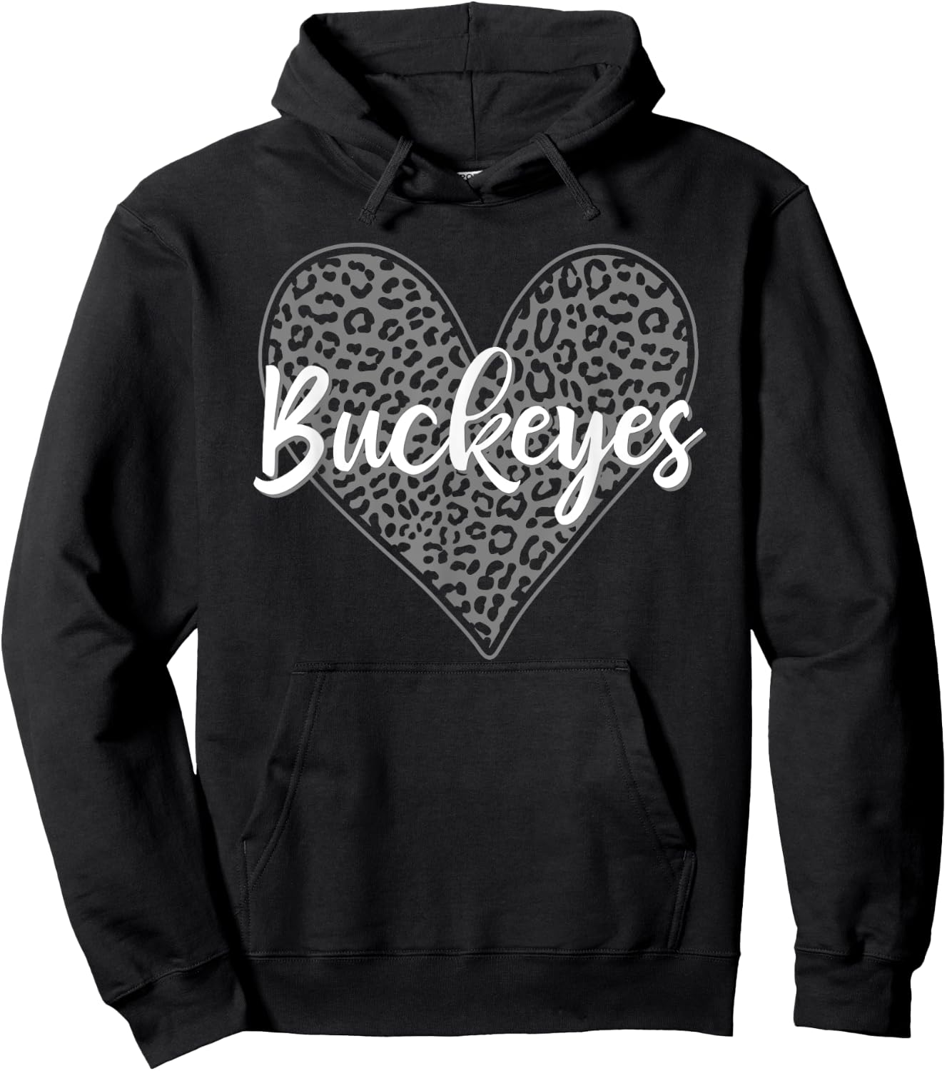 Buckeyes Gilmer Leopard Heart Pattern HS Hoodie - Hoodie | Black