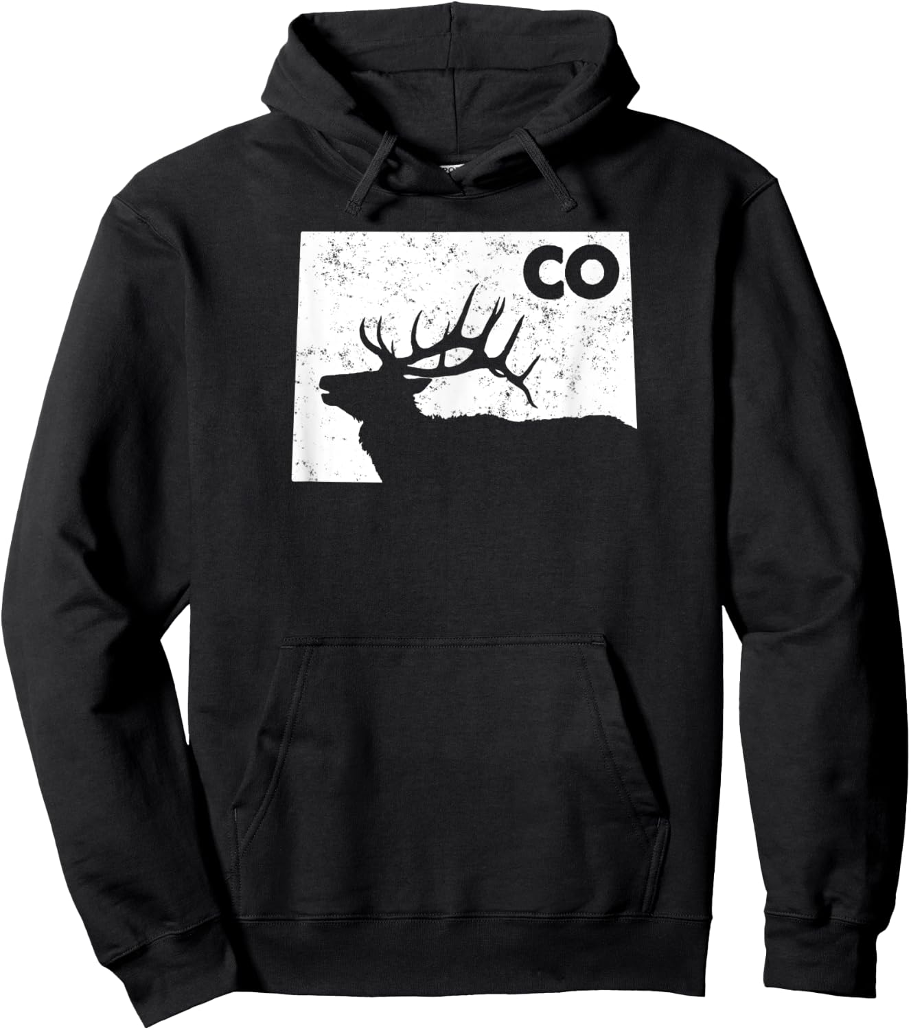 Colorado Elk Hunting Shirt - Bull Elk State Shape Hoodie - Hoodie | Black
