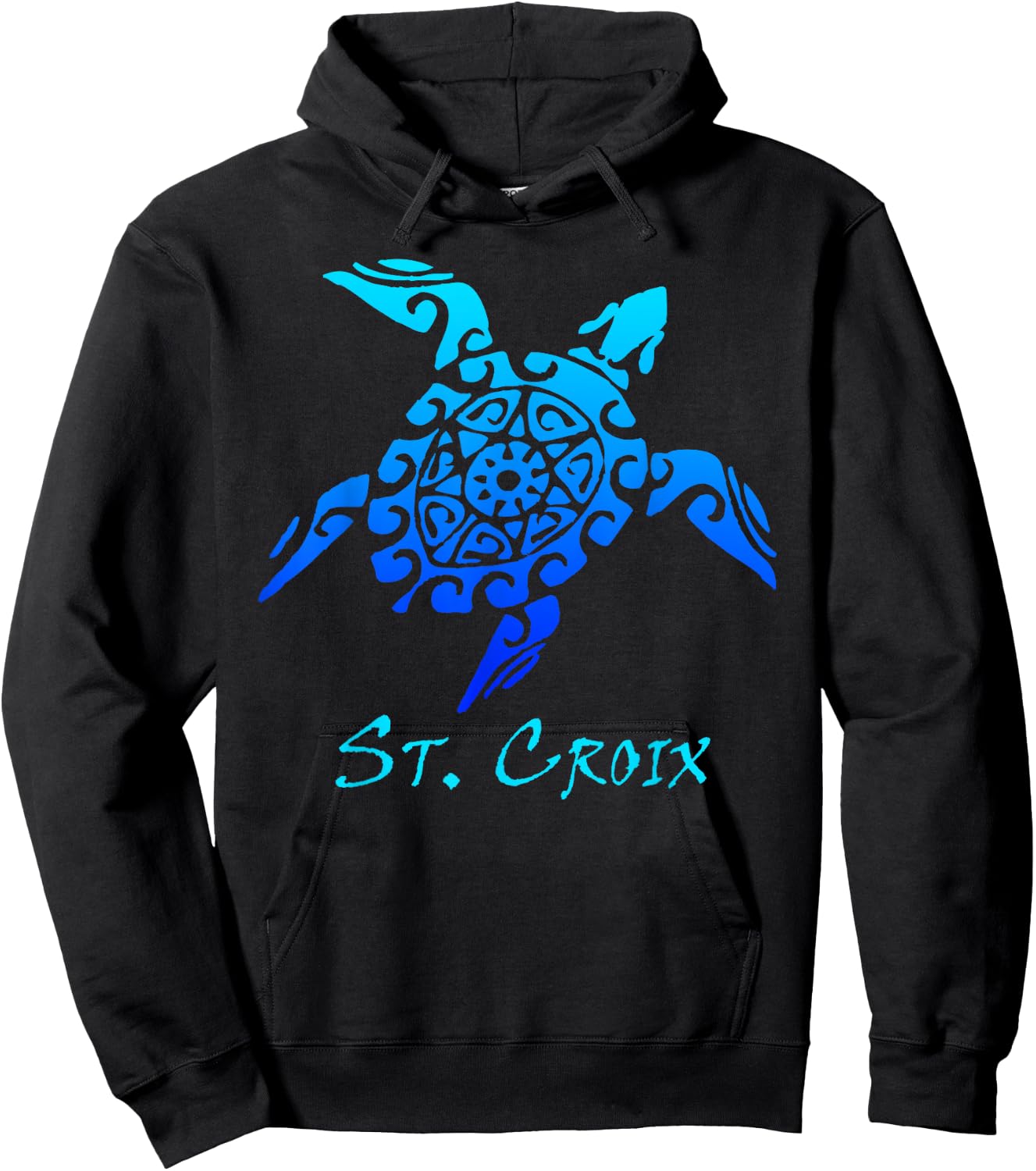 St. Croix Tribal Turtle Polynesian Tattoo Style Vacation Hoodie - Hoodie | Black