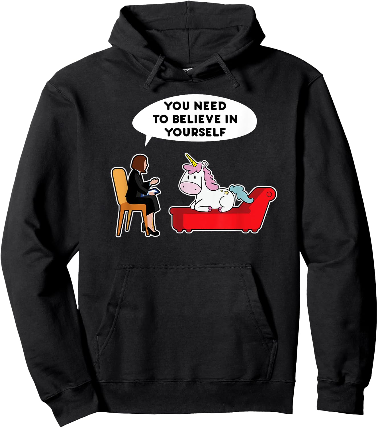 Unicorn Need To Believe In Yourself Psychology Gift Hoodie - Hoodie | Black