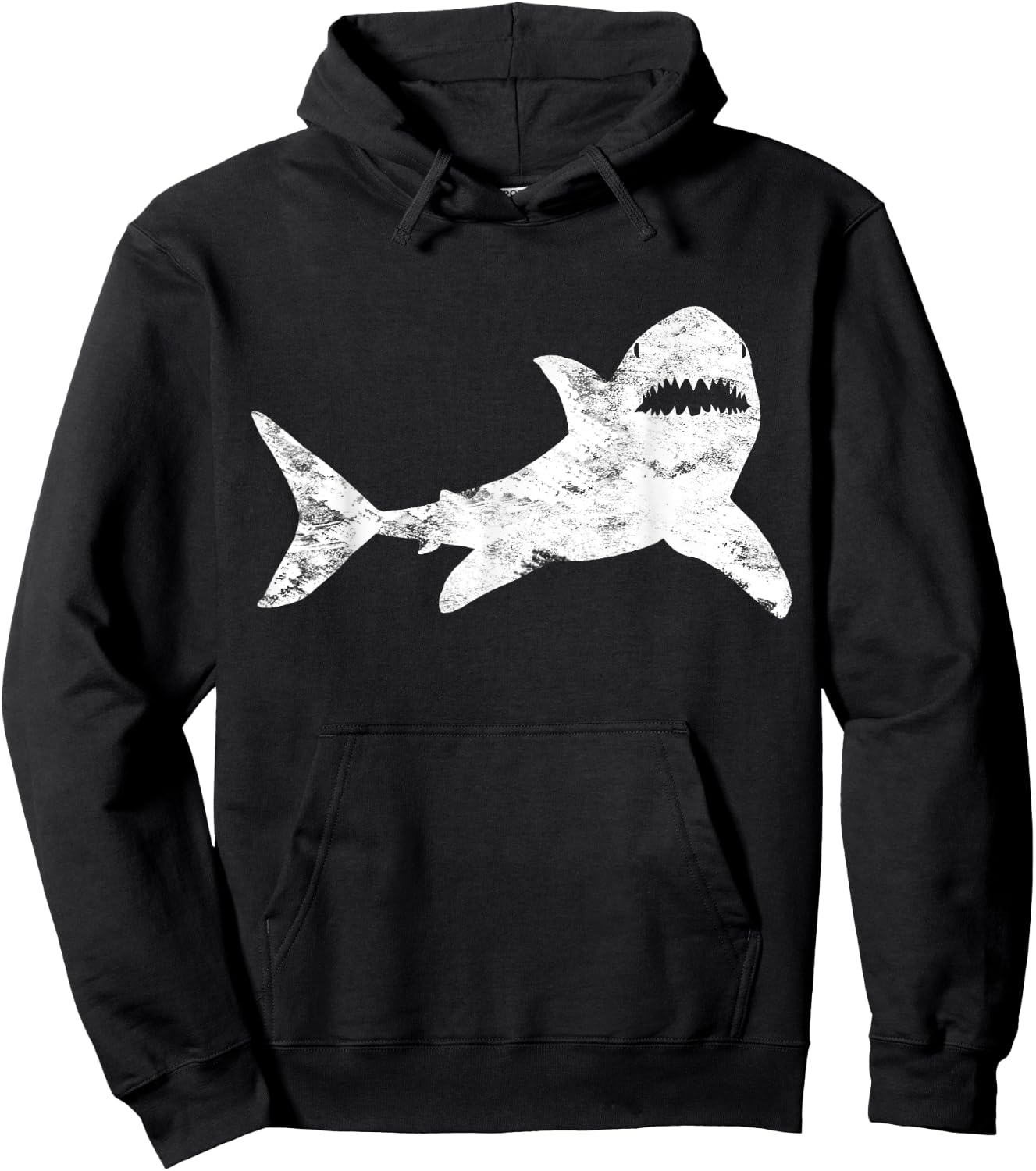 Shark Distressed Cool Vintage Shark Bite Hoodie - Hoodie | Black