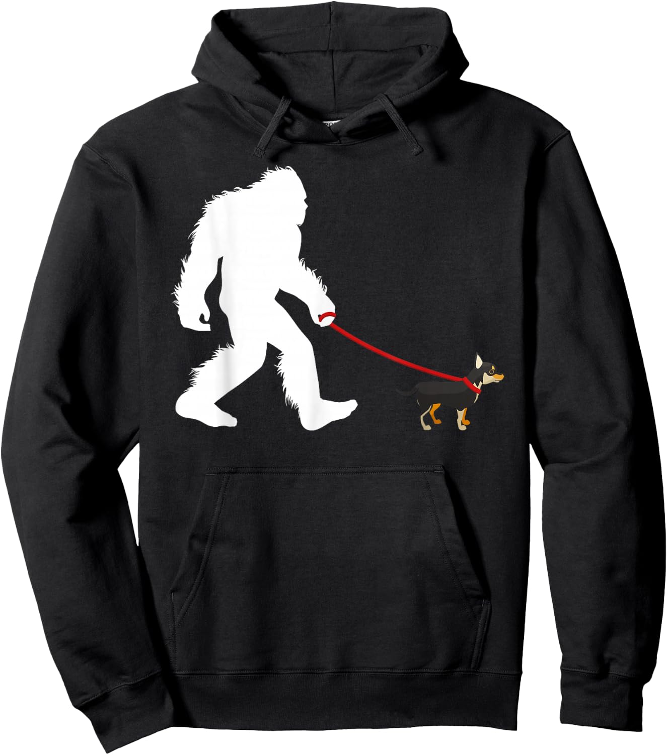 Bigfoot Walking Chihuaha Dog Walker Hoodie - Hoodie | Black