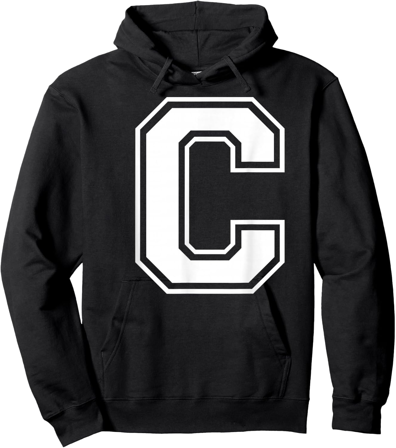 Letter C Capital Alphabet College Varsity Monogram Club Hoodie - Hoodie | Black