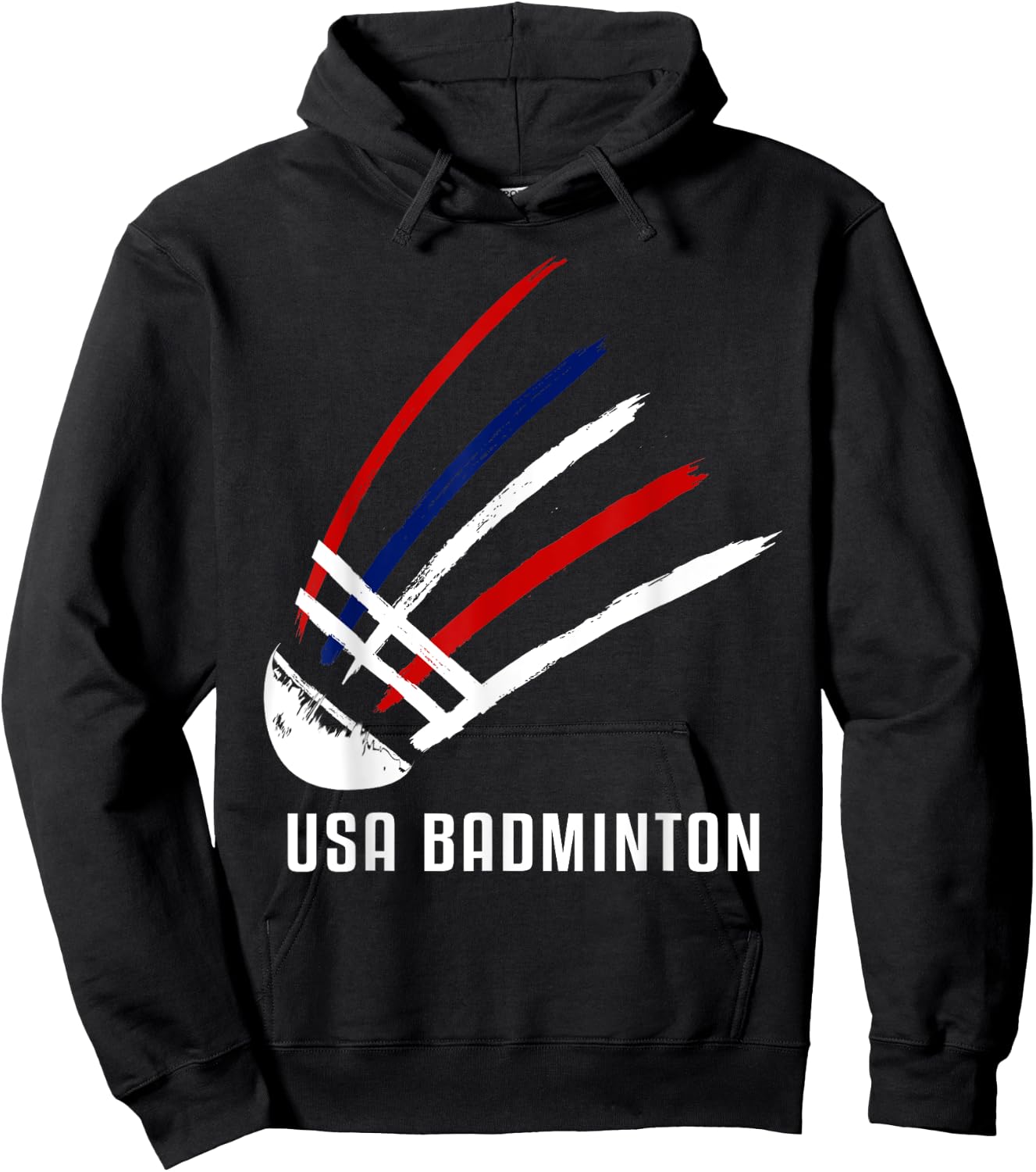 USA Badminton Shuttlecock Red White Blue Hoodie - Hoodie | Black